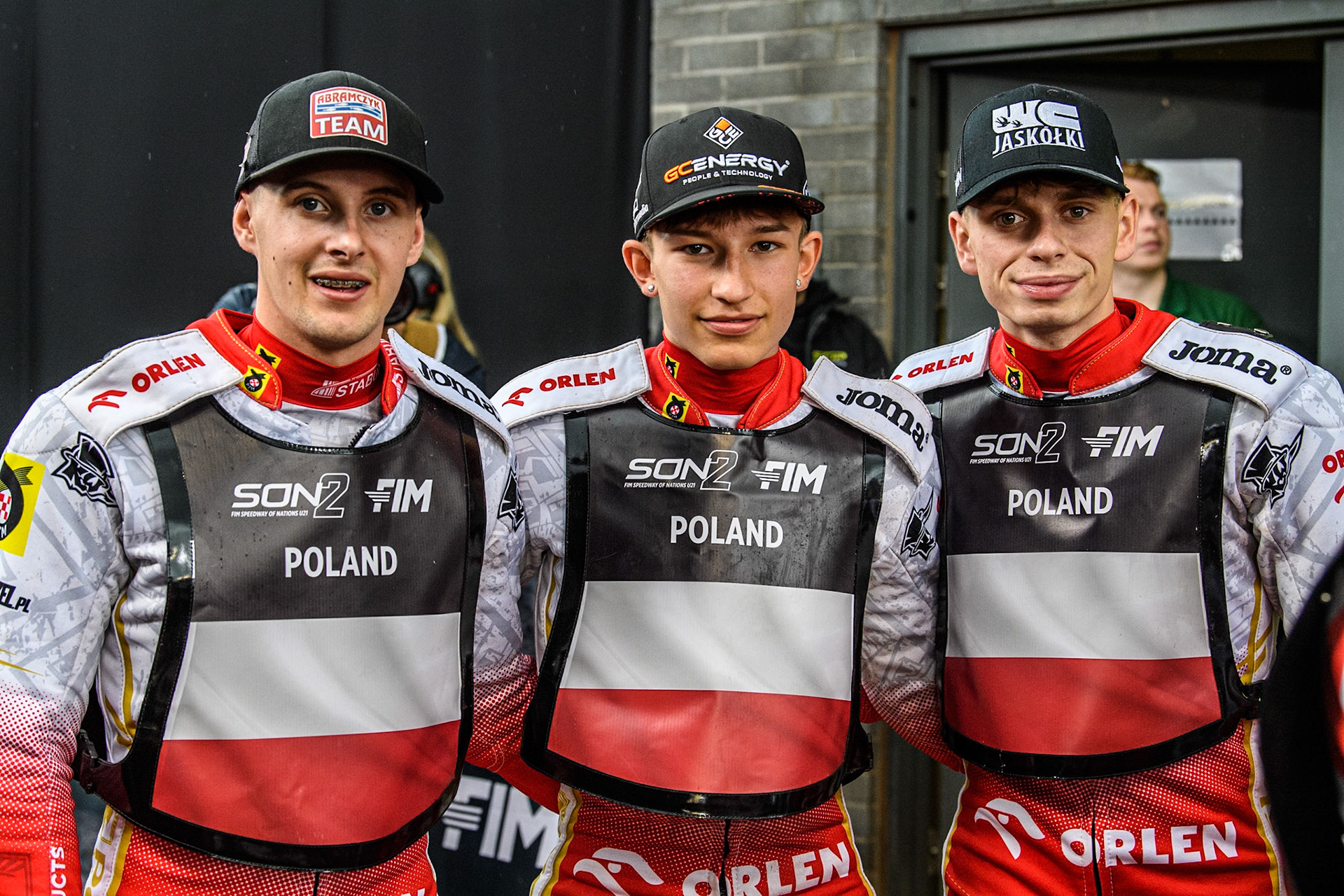 POLAND (L to R) Wiktor Przyjemski, Bartosz Banbor and Jakub Krawczyk during the Monster Energy FIM Speedway of Nations 2 (Under 21) Final at the National Speedway Stadium, Manchester on Friday 12th July 2024. (Photo: Ian Charles | MI News)