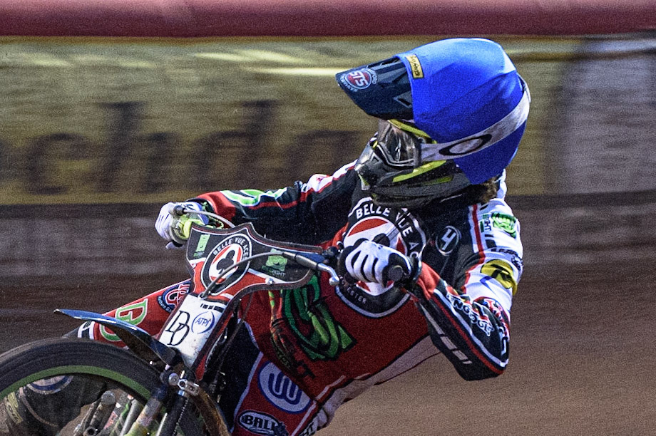 MANCHESTER, UK. AUGUST 23RD    Charles Wright  in action  during the SGB Premiership match between Belle Vue Aces and King's Lynn Stars at the National Speedway Stadium, Manchester on Monday 23rd August 2021. (Credit: Ian Charles | MI News)