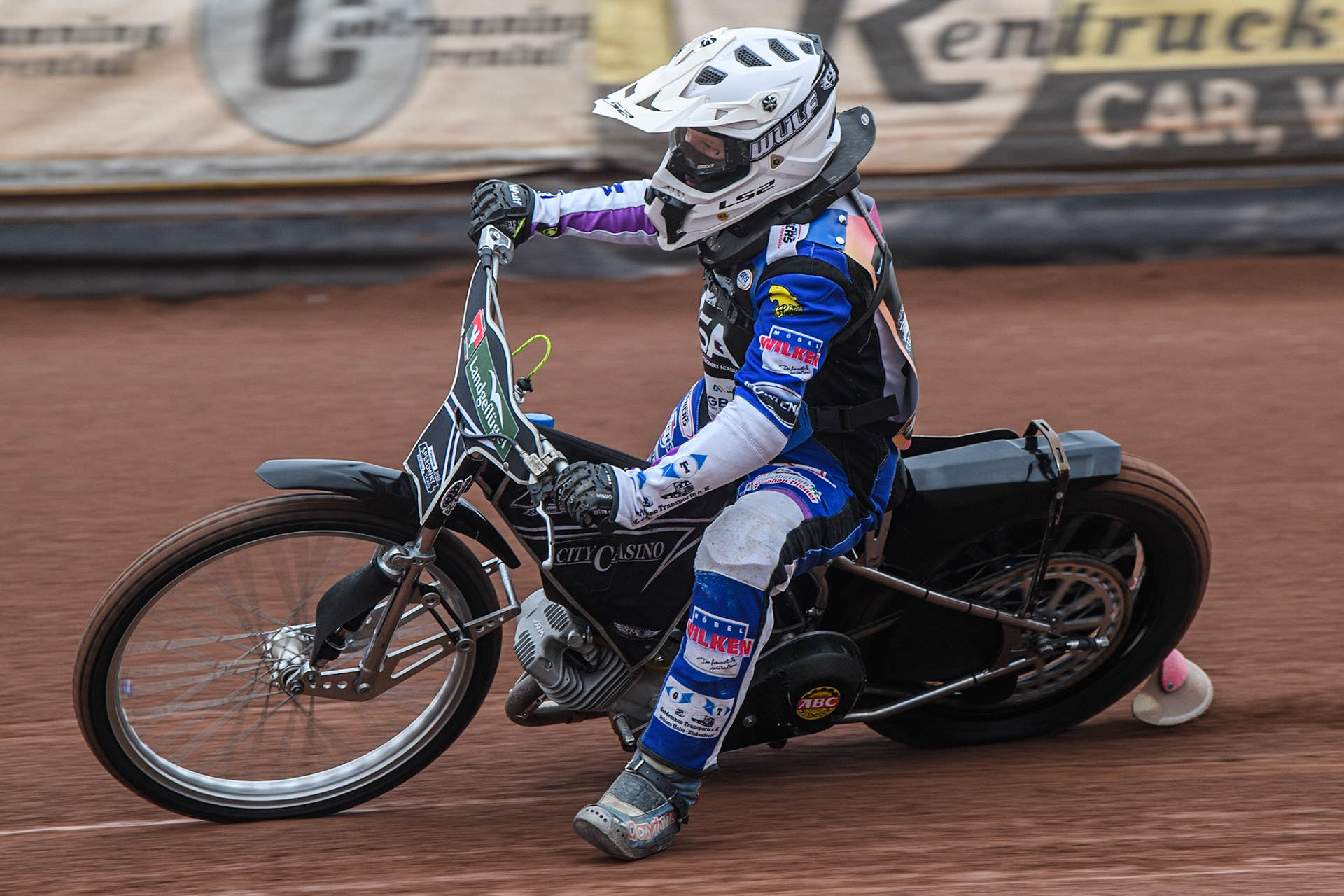 Lenja Tebbe on track during the FIM Women's  Speedway Academy at the National Speedway Stadium, Manchester on Friday 4th August 2023. (Photo: Ian Charles | MI News)