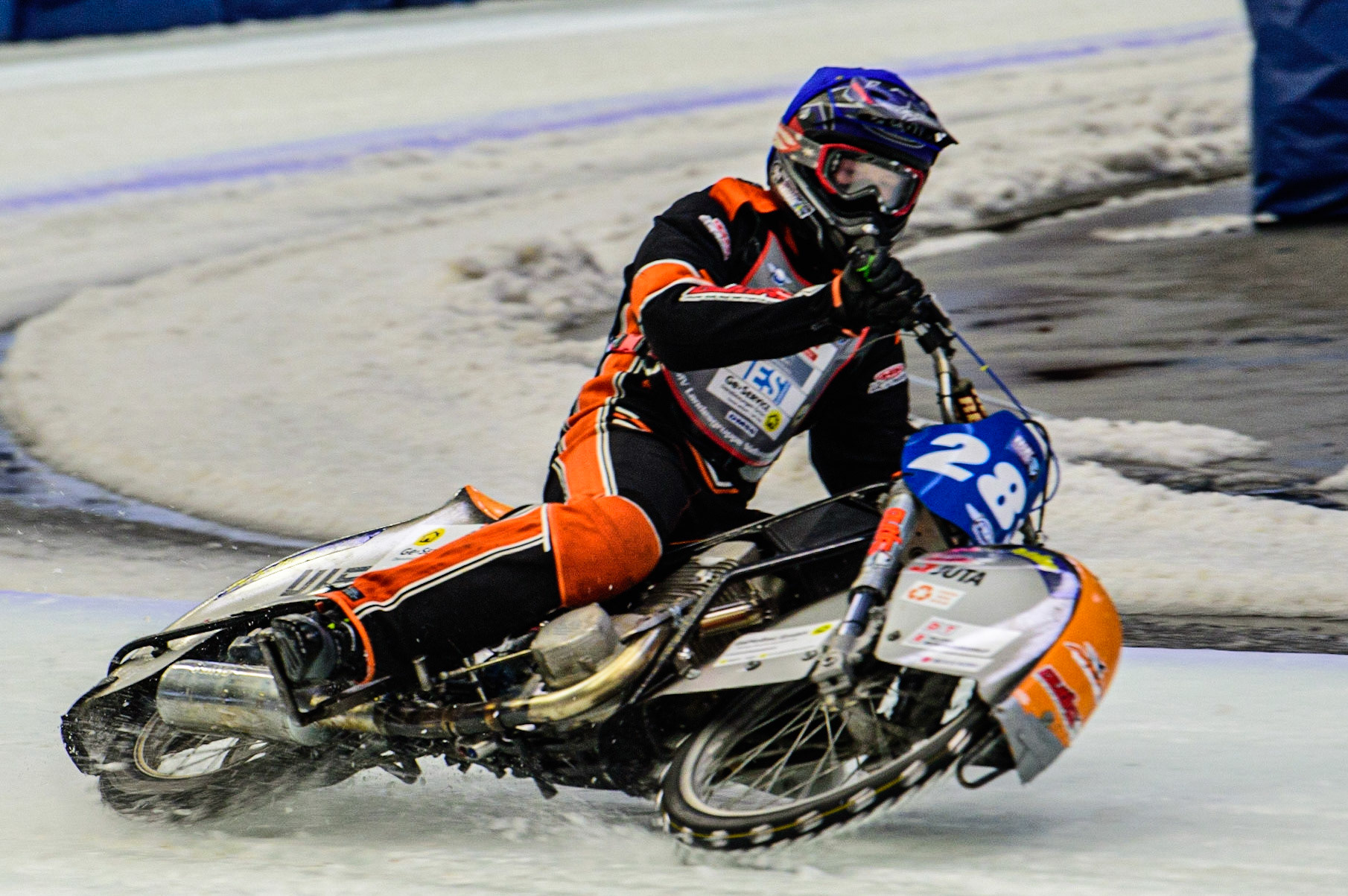 Sebastian Reitsma (283) in action  during the Ice Speedway Gladiators World Championship Final 2 at Max-Aicher-Arena, Inzell, Germany on Sunday 19th March 2023. (Photo: Ian Charles | MI News)