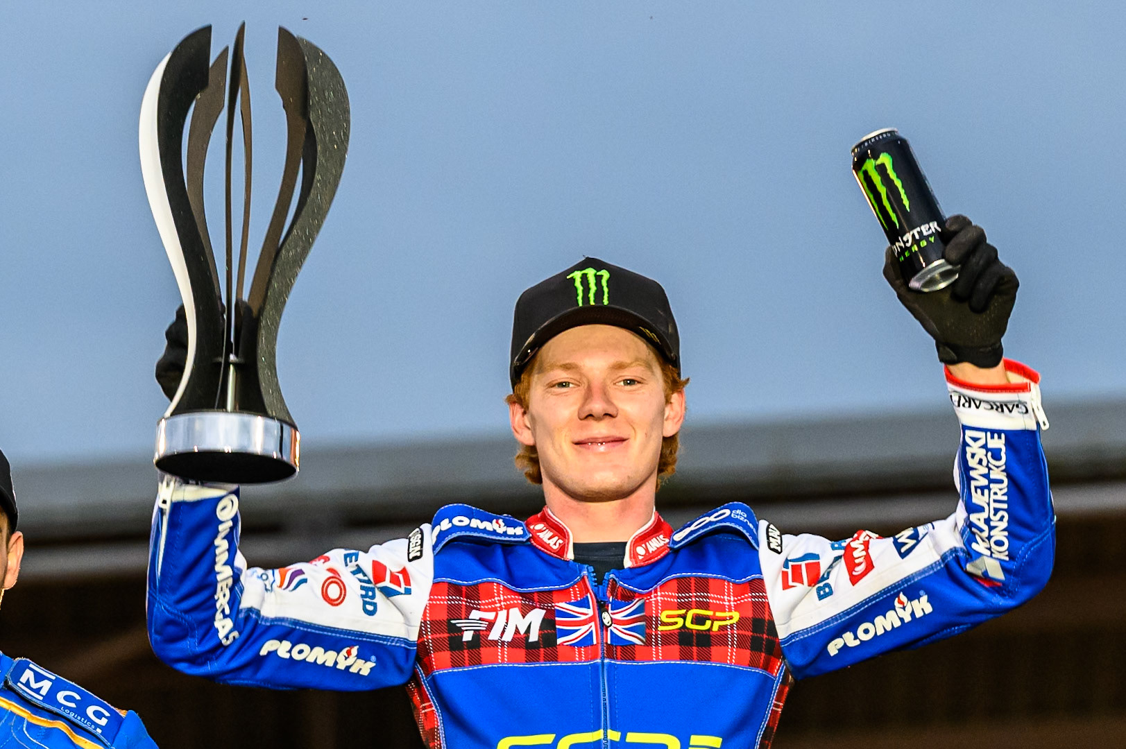 Dan Bewley celebrates his win during the ATPI FIM Speedway Grand Prix Round 4 at the National Speedway Stadium, Manchester, on Friday 13th June 2025. (Photo: Ian Charles | MI News)