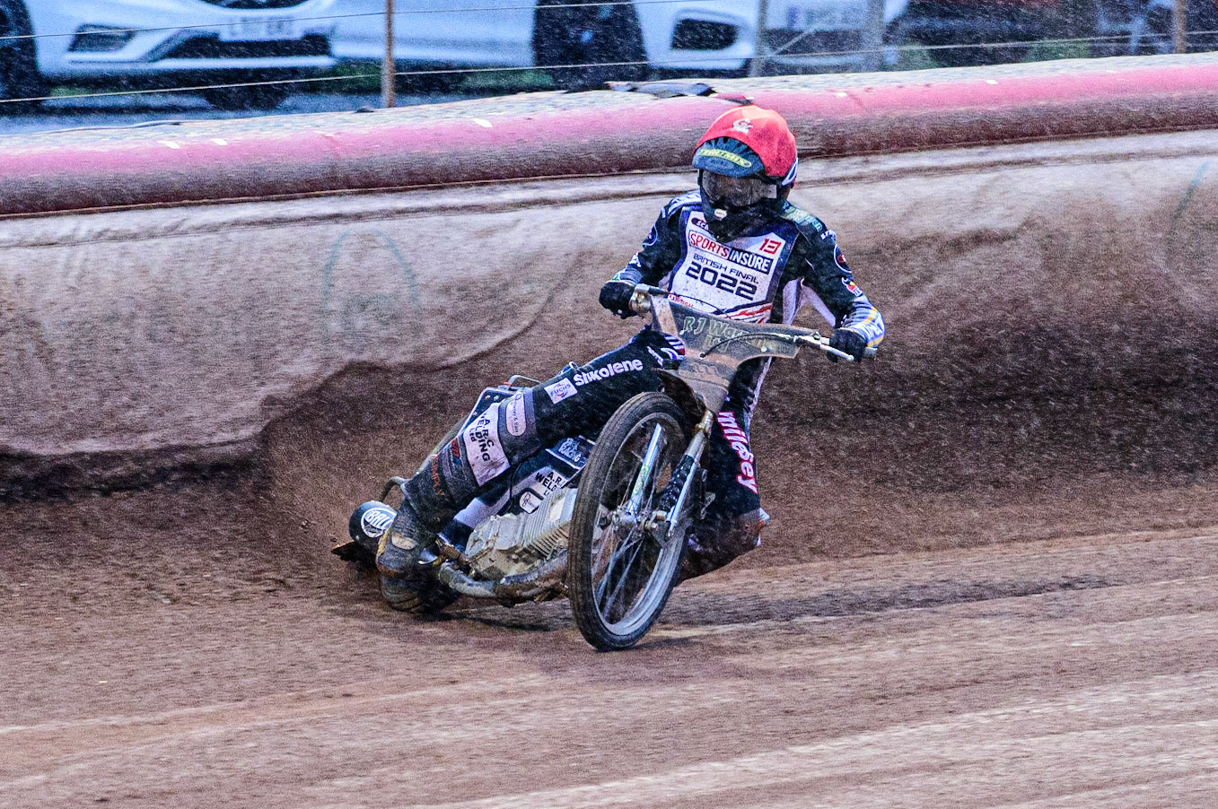 Danny King  takes a wide line in the wet during the Sports Insure British Speedway Championship Final at the National Speedway Stadium, Bellevue, Manchester, England on Monday 1st August 2022. (Photo by: Ian Charles | MI News)