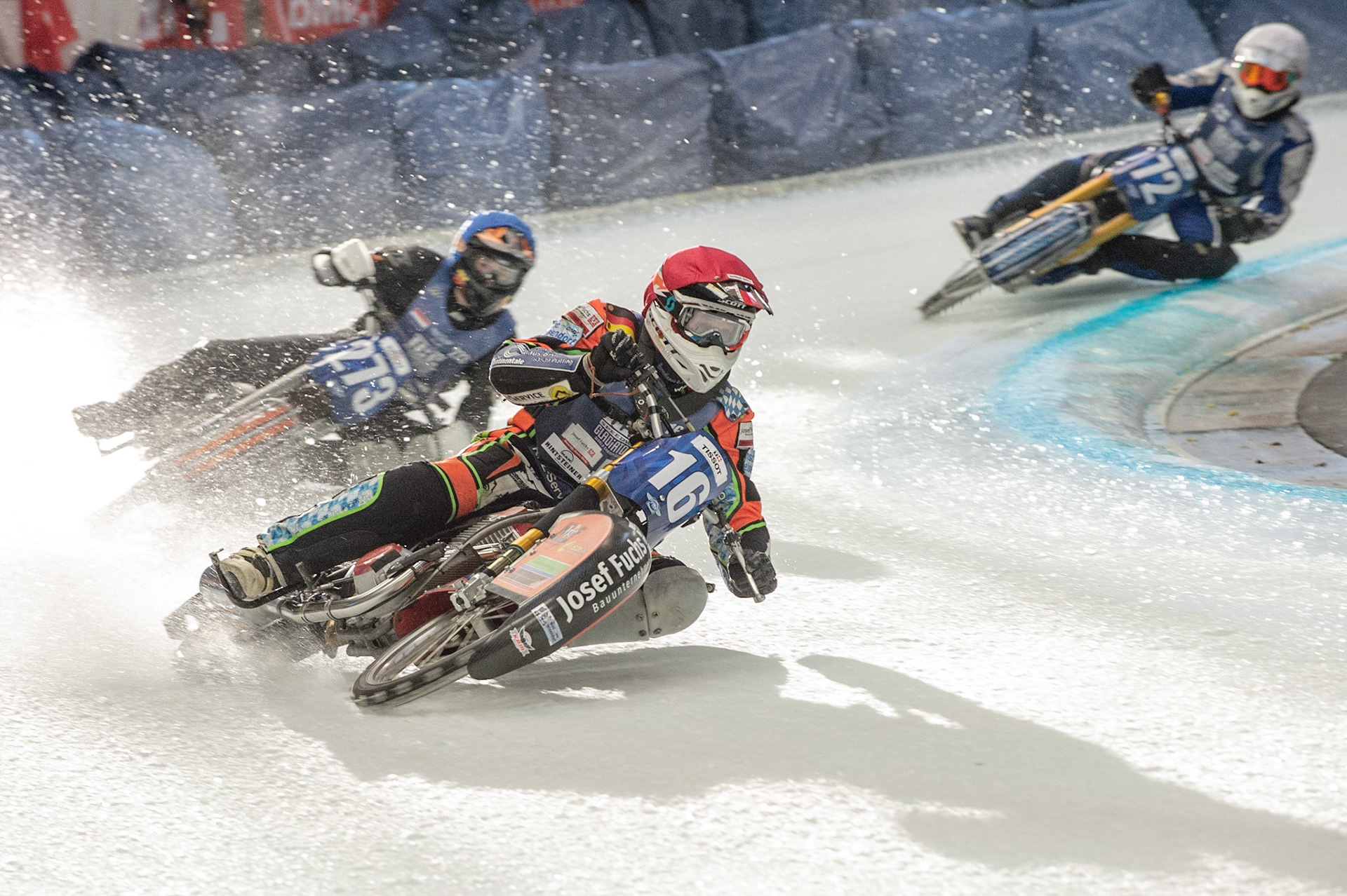 Photo: Ian Charles

Markus Jell (16) leads Jimmy Tuinstra (273) and Tomi Tani (72)

FIM Ice Speedway Gladiators World Championship, Event 4.1, Max-Aicher-Arena, Inzell, Germany, Saturday 16 March 2019