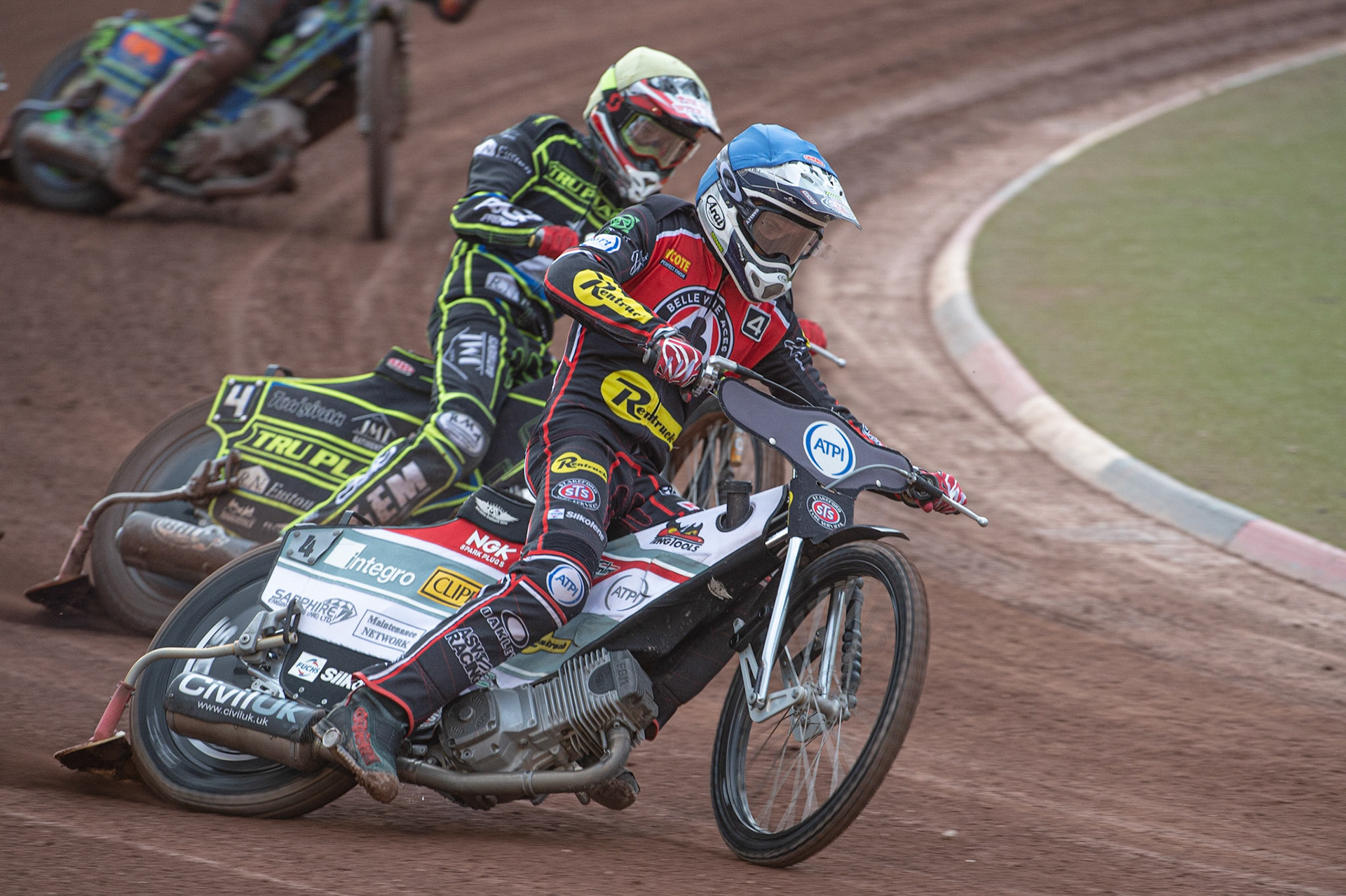Photo: Ian Charles

Belle Vue Aces  Steve Worrall (Blue) leads David Bellego (White)

Belle Vue Aces v Ipswich Witches, British Speedway Premiership, Belle Vue National Speedway Stadium, Manchester, Monday 3  June  2019