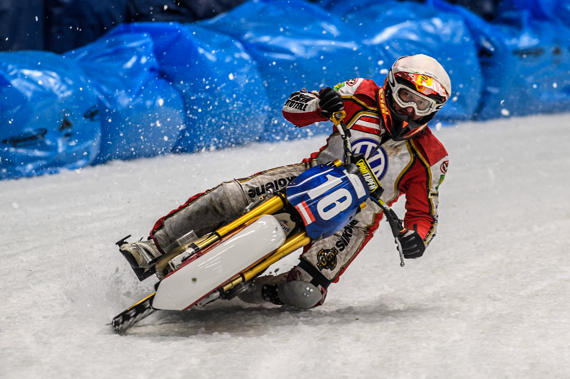 Reserve Josef Kreuzberger (18) of Austria in action during the Ice Speedway Gladiators World Championship Final 2 at Max-Aicher-Arena, Inzell on Sunday 16th March 2025. (Photo: Ian Charles | MI News)