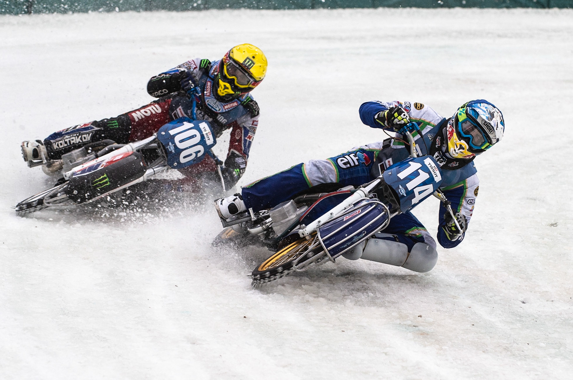 Photo: Ian Charles

Dinar Valeev (114) leads Dmitri Koltakov (106)

FIM Ice Speedway Gladiators World Championship, Final 3.2, Horst-Dohm Eisstadion, Berlin, Germany Sunday  3  March  2019