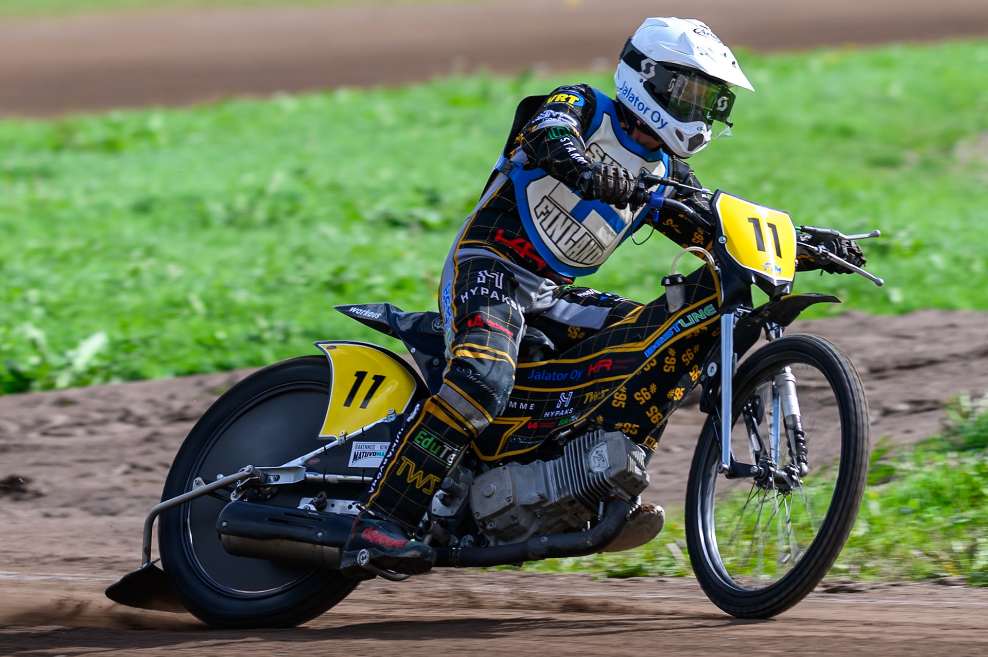 Jesse Mustonen (11) of Finland during practice for  the FIM Long Track of Nations 2026 at the Speed Centre Roden in the Netherlands on Sunday 20th September 2026. (Photo: Ian Charles | MI News)