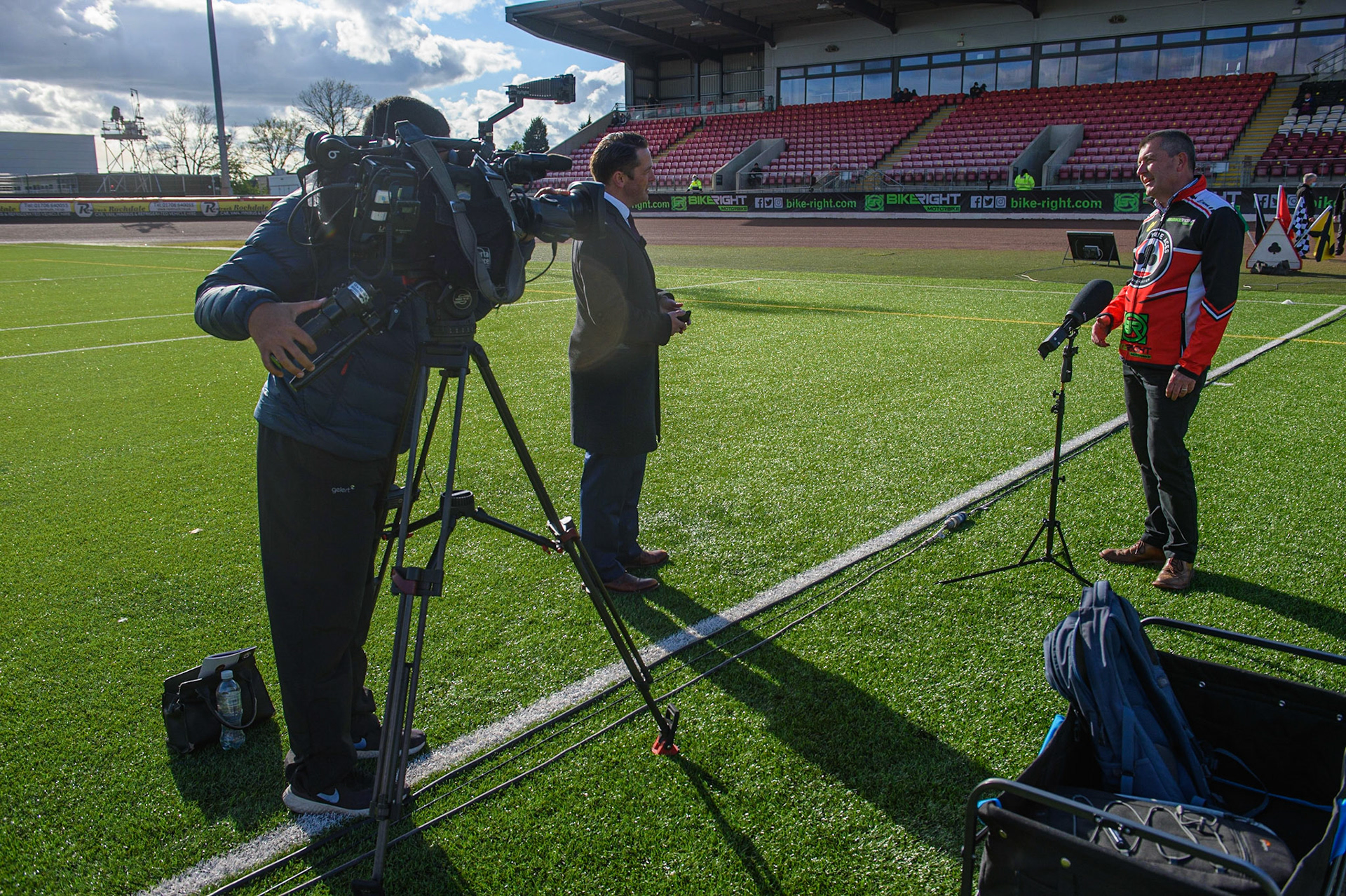 Photo: Ian CharlesGranada TV interview Adrian SmithBelle Vue Aces v Sheffield Tigers, British Speedway Premier League, National Speedway Stadium, Manchester Monday  17  May  2021