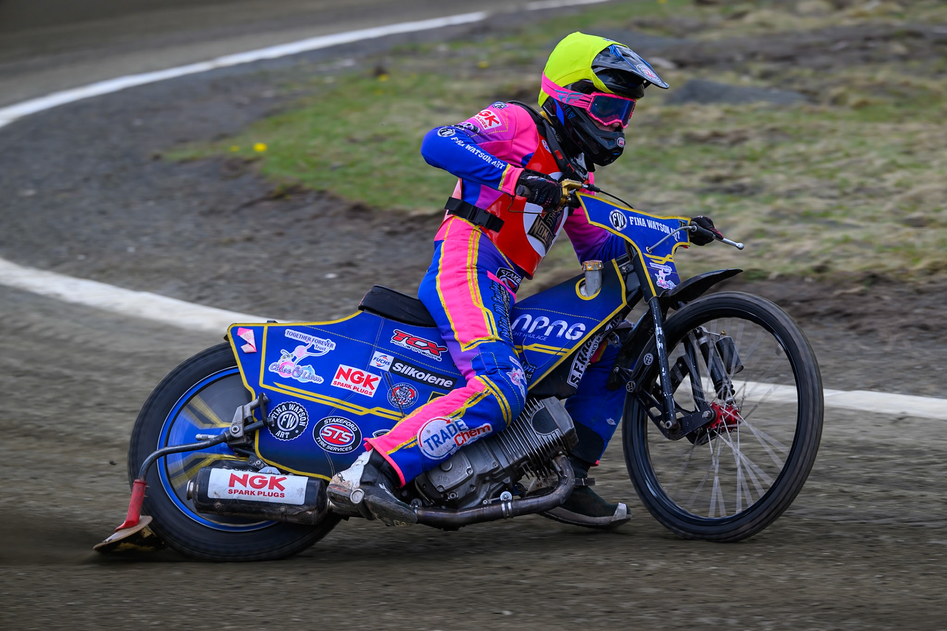 Owen Booth of NDL Nomads   in action during the  Challenge match between Buxton Bulls and NDL Nomads at Hi-Edge Speedway, Buxton on Sunday 19th April 2026. (Photo: Ian Charles | MI News)
