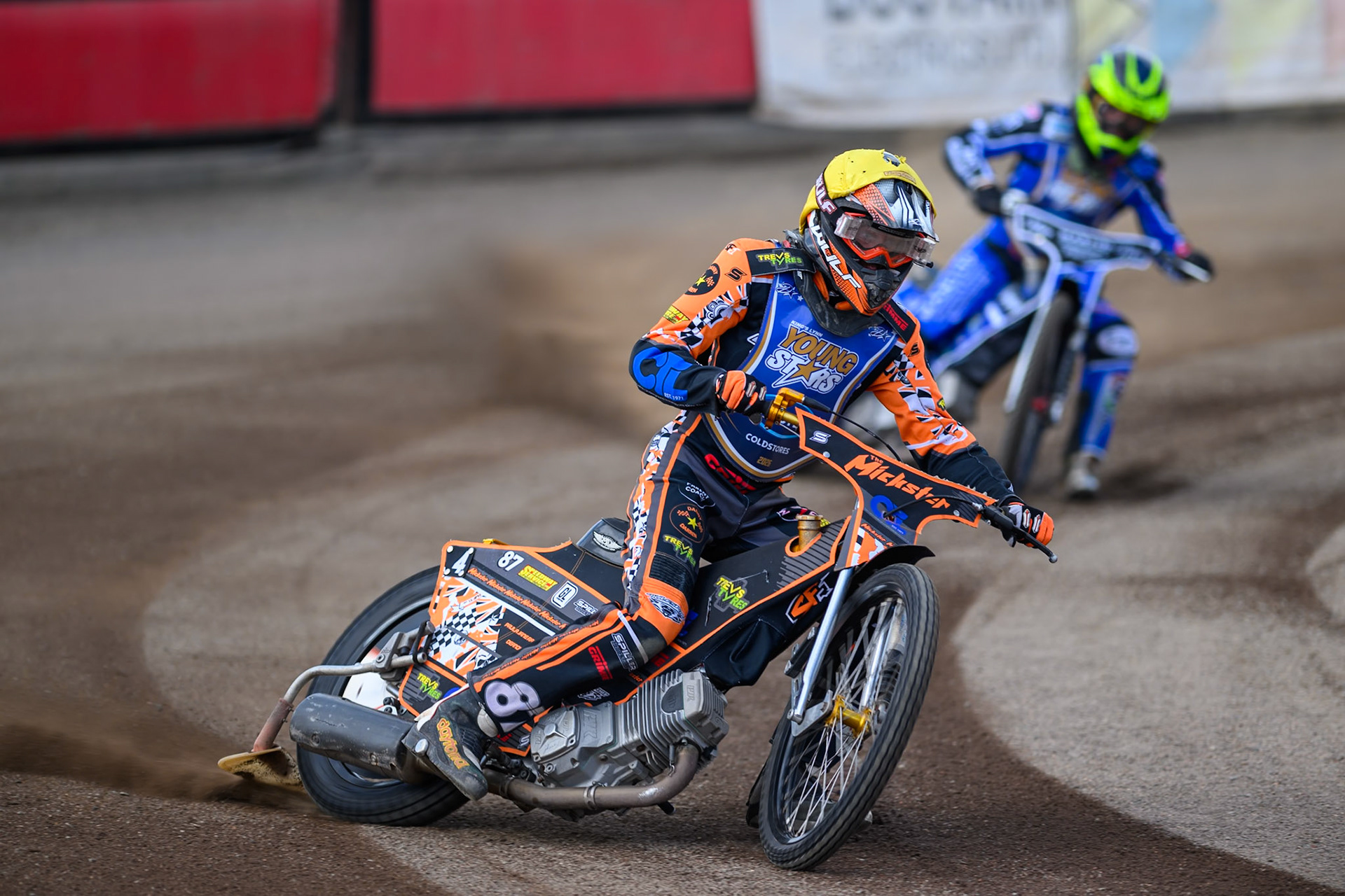 Mickie Simpson of Kings Lynn Young Stars does a practice lap  during the WSRA National Development League match between Buxton Bulls and King's Lynn Young Stars at Hi-Edge Speedway, Buxton on Sunday 9th August 2026. (Photo: Ian Charles | MI News)
