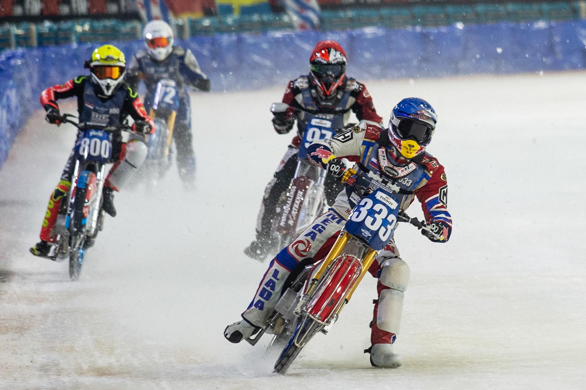 Photo: Ian Charles

Danil Ivanov (333) leads Jasper Iwema (800), Ove Ledström (97) and Tomi Tani (72) down the back straight

FIM Ice Speedway Gladiators World Championship, Event 5.2, Ice Rink Thialf, Heerenveen, Netherlands Sunday  31  March  2019