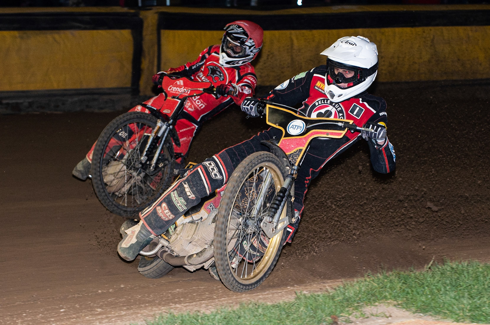 Photo by Ian Charles:

Max Fricke  (White) leads Rohan Tungate  (Red)

Peterborough Panthers v Belle Vue Aces, British Speedway Premiership, Thursday, 5, September, 2019