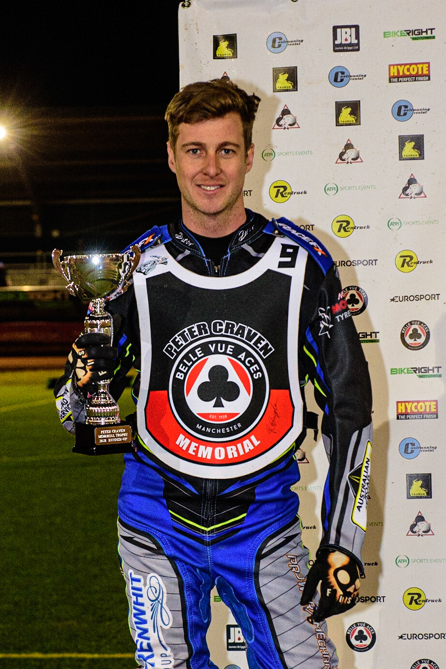MANCHESTER, UK. OCT 23RD  Ryan Douglas  - 2nd place during the Peter Craven Memorial Trophy event at the National Speedway Stadium, Manchester on Saturday 23rd October 2021. (Credit: Ian Charles | MI News)