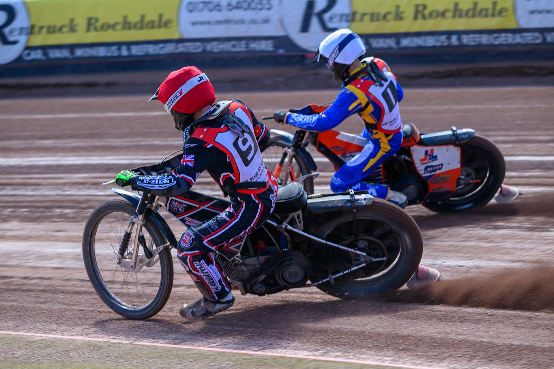 COLTS ACADEMY INDIVIDUAL EVENT Jack Shimelt in Red rides inside Jordy Loftus in White  during the JR Ashworth &amp; Sons Colts Academy Event at the National Speedway Stadium, Manchester on Sunday 19th July 2026. (Photo: Ian Charles | MI News)