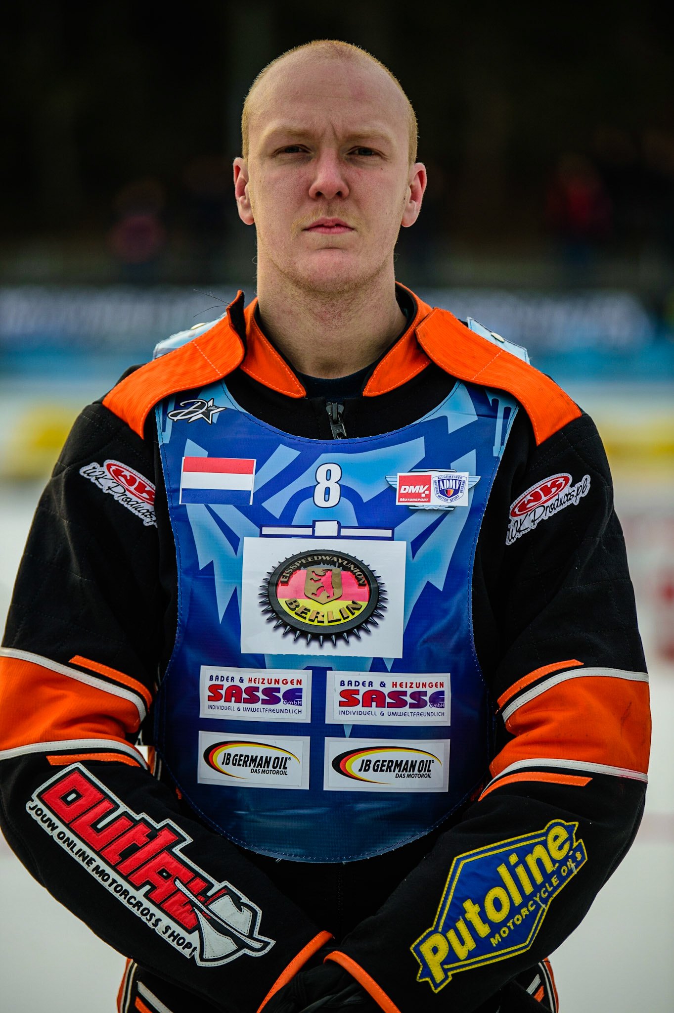 Sebastian Reitsma (Netherlands) during the German Individual Ice Speedway Championship at Horst-Dohm-Eisstadion, Berlin on Friday 3rd March 2023. (Photo: Ian Charles | MI News)