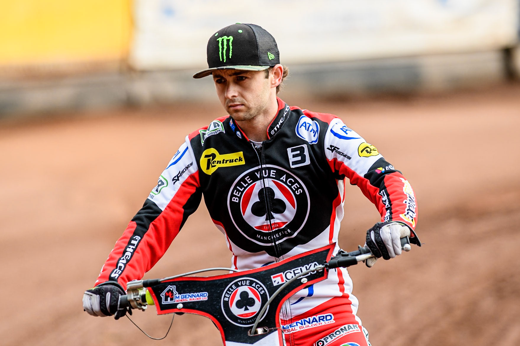 Belle Vue Aces' Jaimon Lidsey on the parade lap during the Rowe Motor Oil Premiership match between Leicester Lions and Belle Vue Aces at the Pidcock Motorcycles Arena, Leicester on Thursday 25th July 2024. (Photo: Ian Charles | MI News)