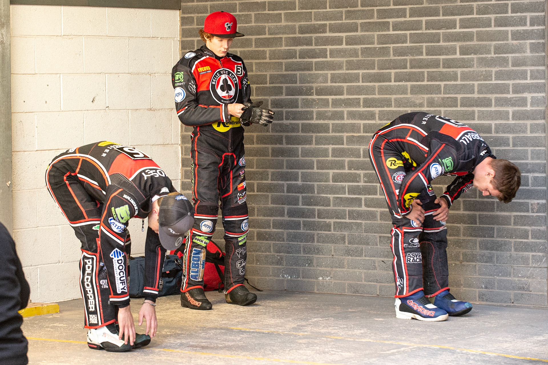 Photo by Ian Charles:

With Max Fricke out injured, Jaimon Lidsey , Dan Bewley  and Steve Worrall  use his pit bay to warm up 

Belle Vue Aces v Wolverhampton Wolves, SGB Premiership, National Speedway Stadium, Manchester, Monday, 19, August, 2019