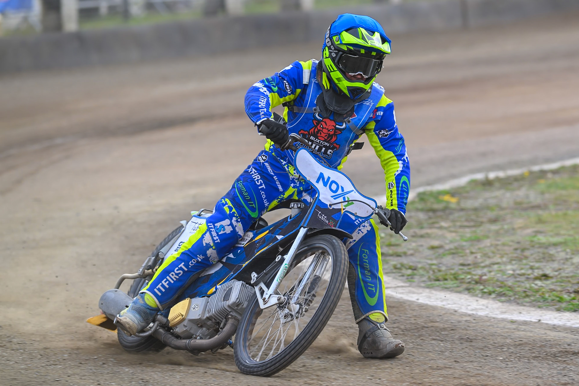 Will Boraston of Buxton Bulls in action during the WSRA National Development League match between Buxton Bulls and Oxford Chargers at Hi-Edge Speedway, Buxton on Sunday 2nd August 2026. (Photo: Ian Charles | MI News)