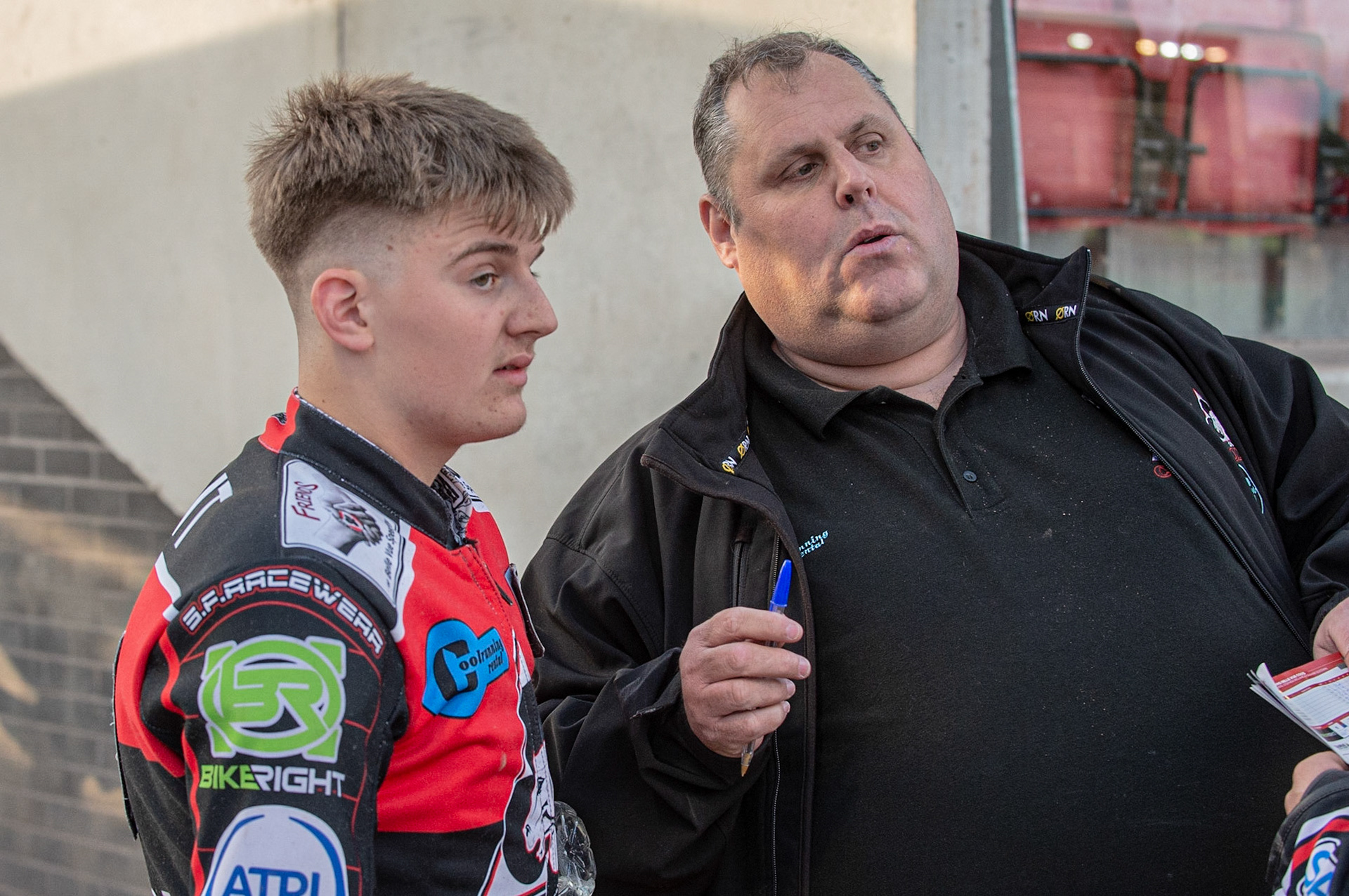 Photo: Ian Charles

Leon Flint  (left) with Colts co-manager Steve Williams 

Belle Vue Colts v Kent Kings, SGB National League KO Cup Quarter Final 1st Leg, Belle Vue National Speedway Stadium, Manchester, Thursday 20  June  2019