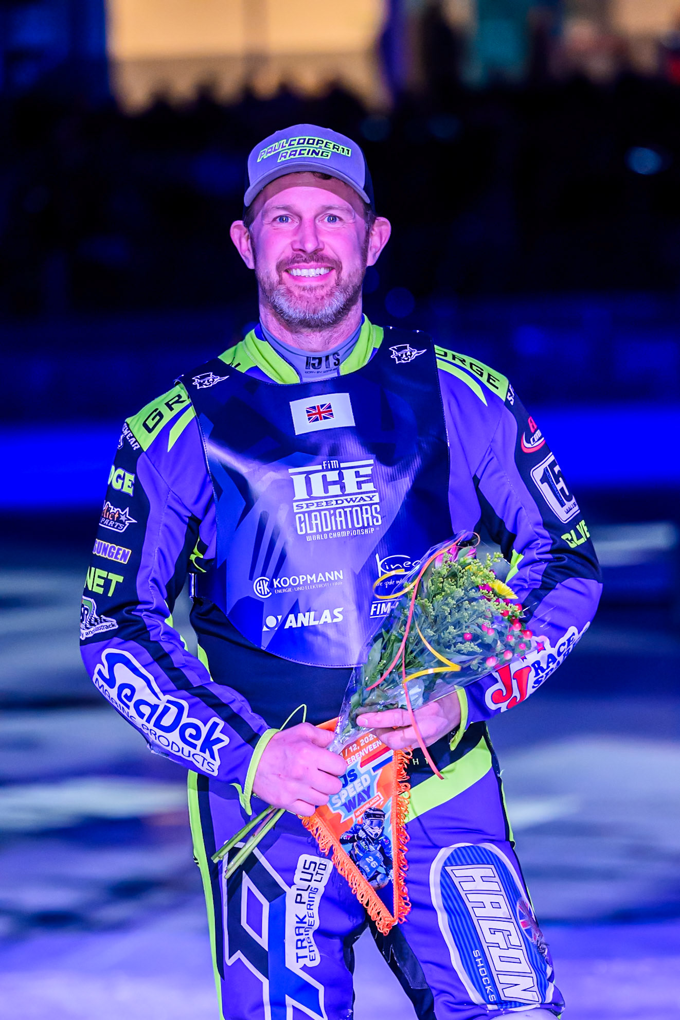 Reserve Paul Cooper (18) of Great Britain during the FIM Ice Speedway Gladiators World Championship Final 3 at Ice Rink Thialf, Heerenveen on Saturday 11th April 2026. (Photo: Ian Charles | MI News)