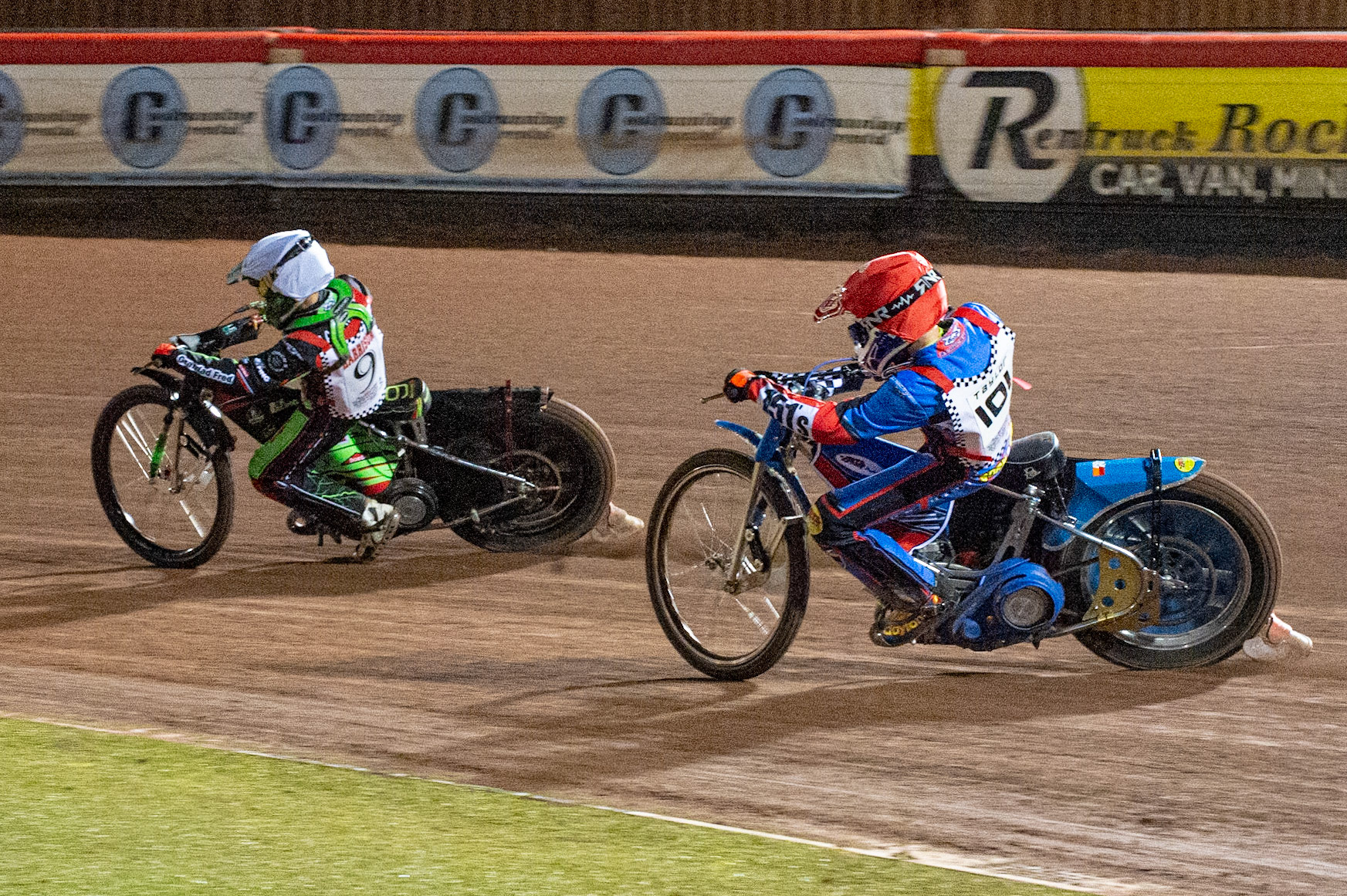 Photo: Ian CharlesCameron Taylor (Red) chases Luke Harrison (White) (250cc Class)British Youth Speedway Championship (Round 5), National Speedway Stadium, Manchester Saturday  10  October  2020