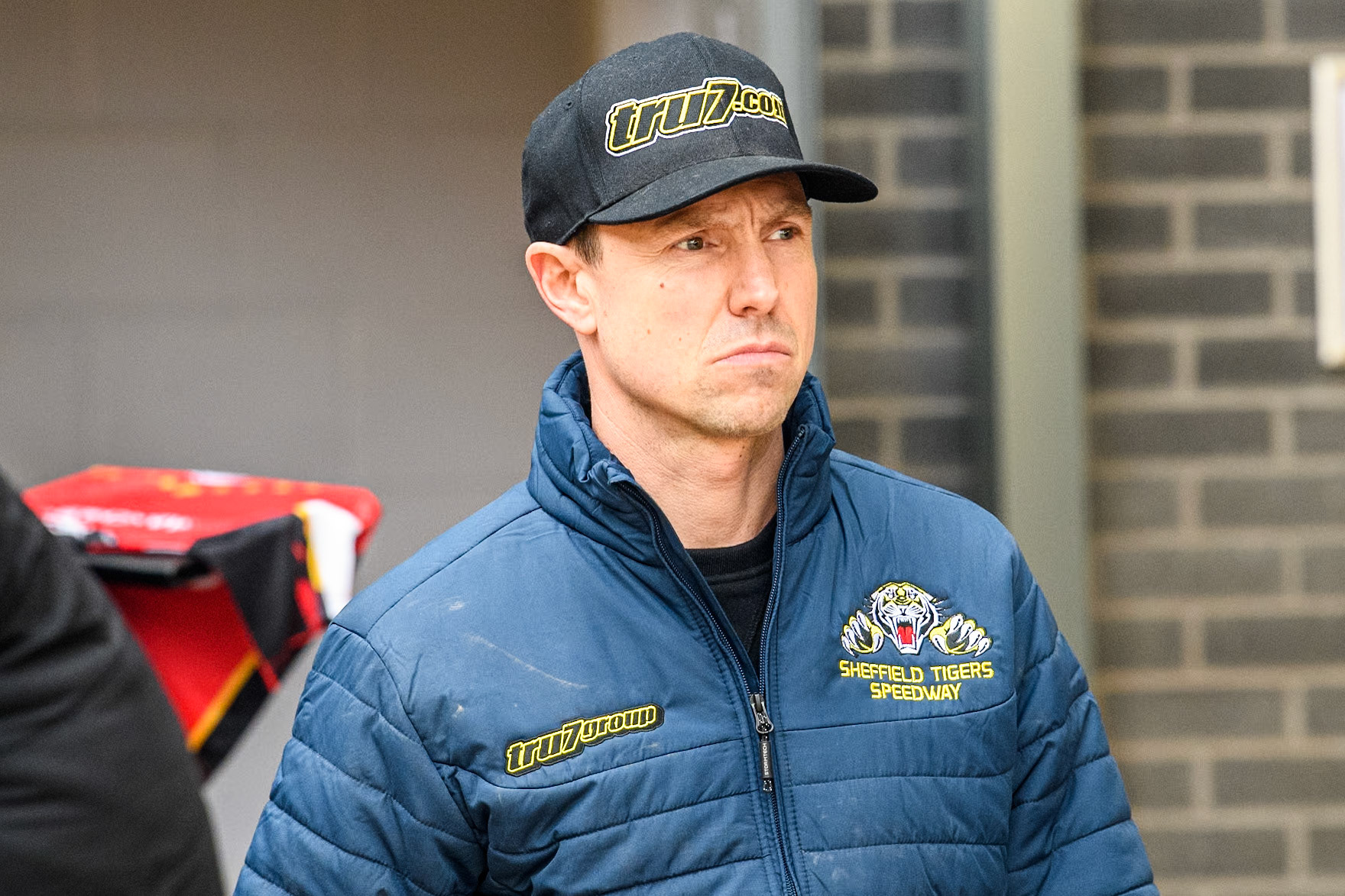 Sheffield Tigers' Team Manager Simon Stead during the Rowe Motor Oil Premiership KO Cup Quarter Final 1st Leg between Belle Vue Aces and Sheffield Tigers at the National Speedway Stadium, Manchester on Monday 1st April 2024. (Photo: Ian Charles | MI News)