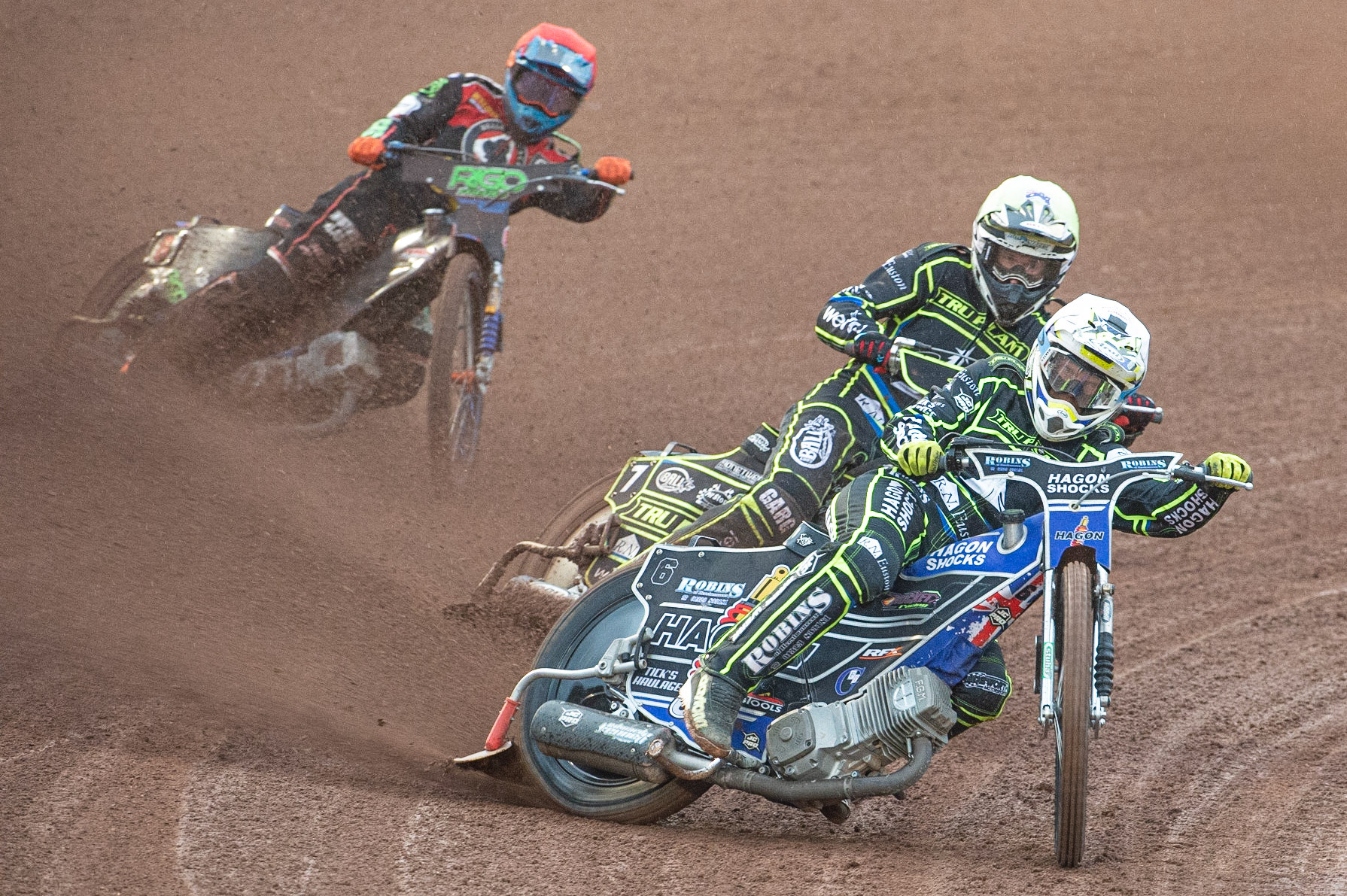 Photo by Ian Charles

Edward Kennett  (White) and Jake Allen  (Yellow) lead Dimitri Bergé  (Red)


Belle Vue Aces v Ipswich Witches, British Speedway Premiership, Belle Vue National Speedway Stadium, Manchester, Monday 8  July  2019