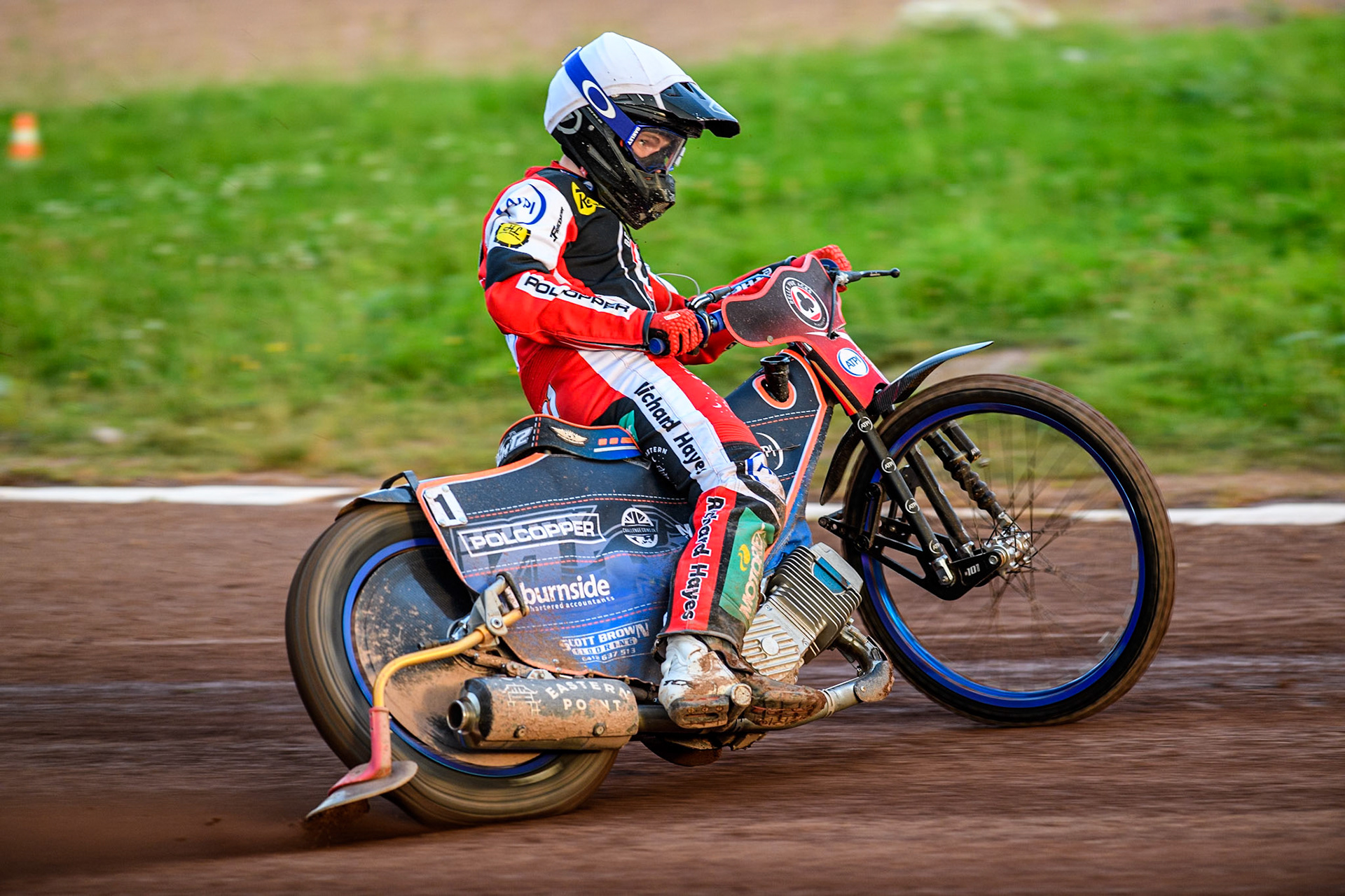 Belle Vue Aces' Brady Kurtz in action during the Rowe Motor Oil Premiership match between Leicester Lions and Belle Vue Aces at the Pidcock Motorcycles Arena, Leicester on Thursday 25th July 2024. (Photo: Ian Charles | MI News)