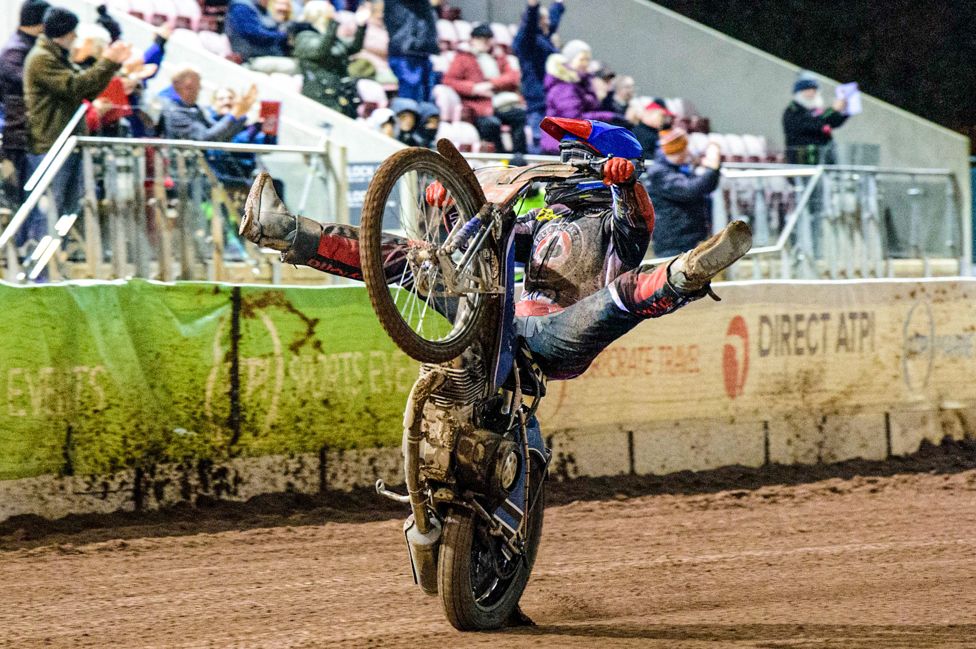 Matej Zagar celebrates with a wheelie  during the Grant Henderson Pairs at the National Speedway Stadium, Manchester on Thursday 27th October 2022. (Credit: Ian Charles | MI NEWS)