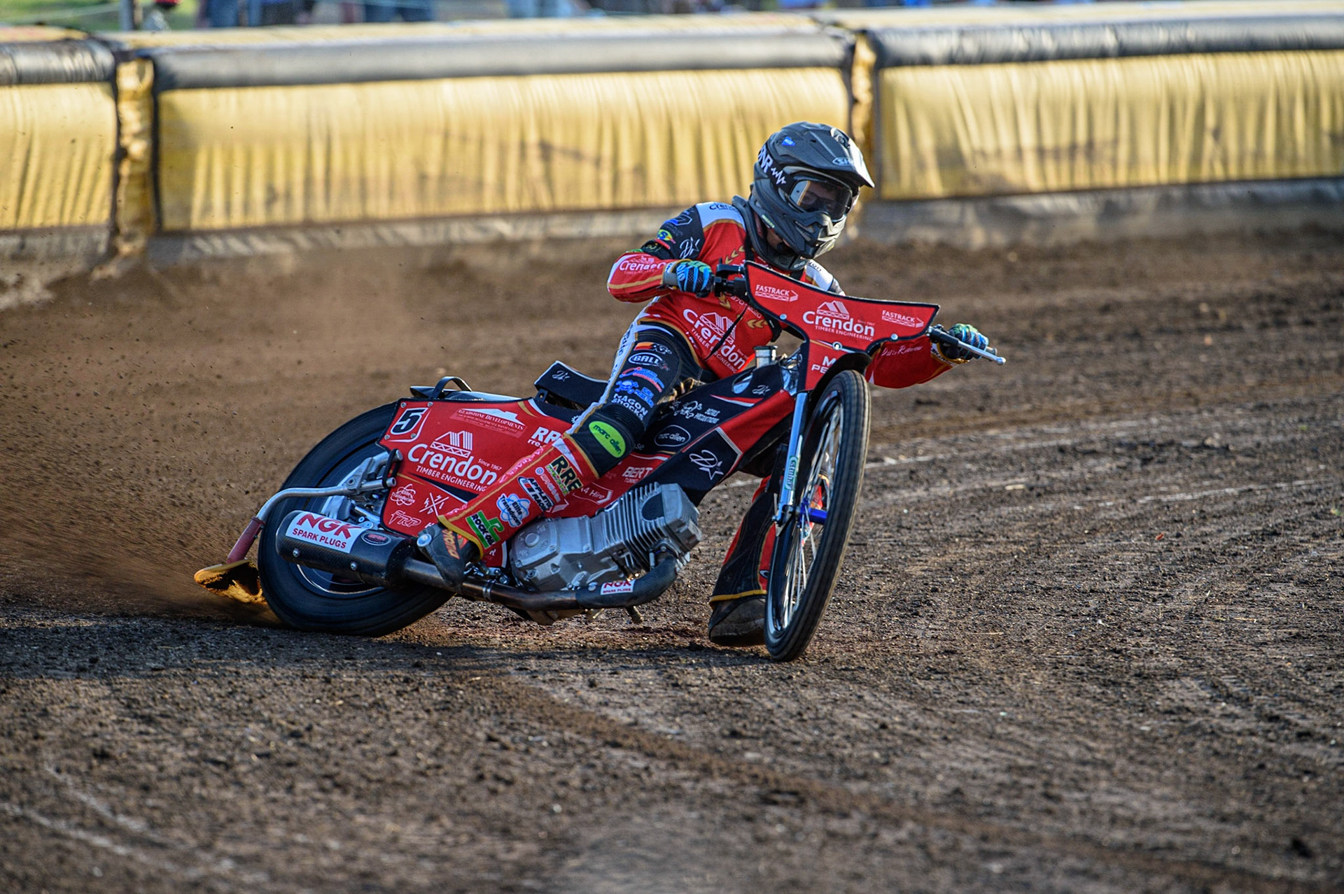 PETERBOROUGH, UK. JULY 19TH  The Peterborough Crendon Panthers mascot Max Perry does a few laps during the SGB Premiership match between Peterborough and Belle Vue Aces at East of England Showground, Peterborough on Monday 19th July 2021. (Credit: Ian Charles | MI News)
