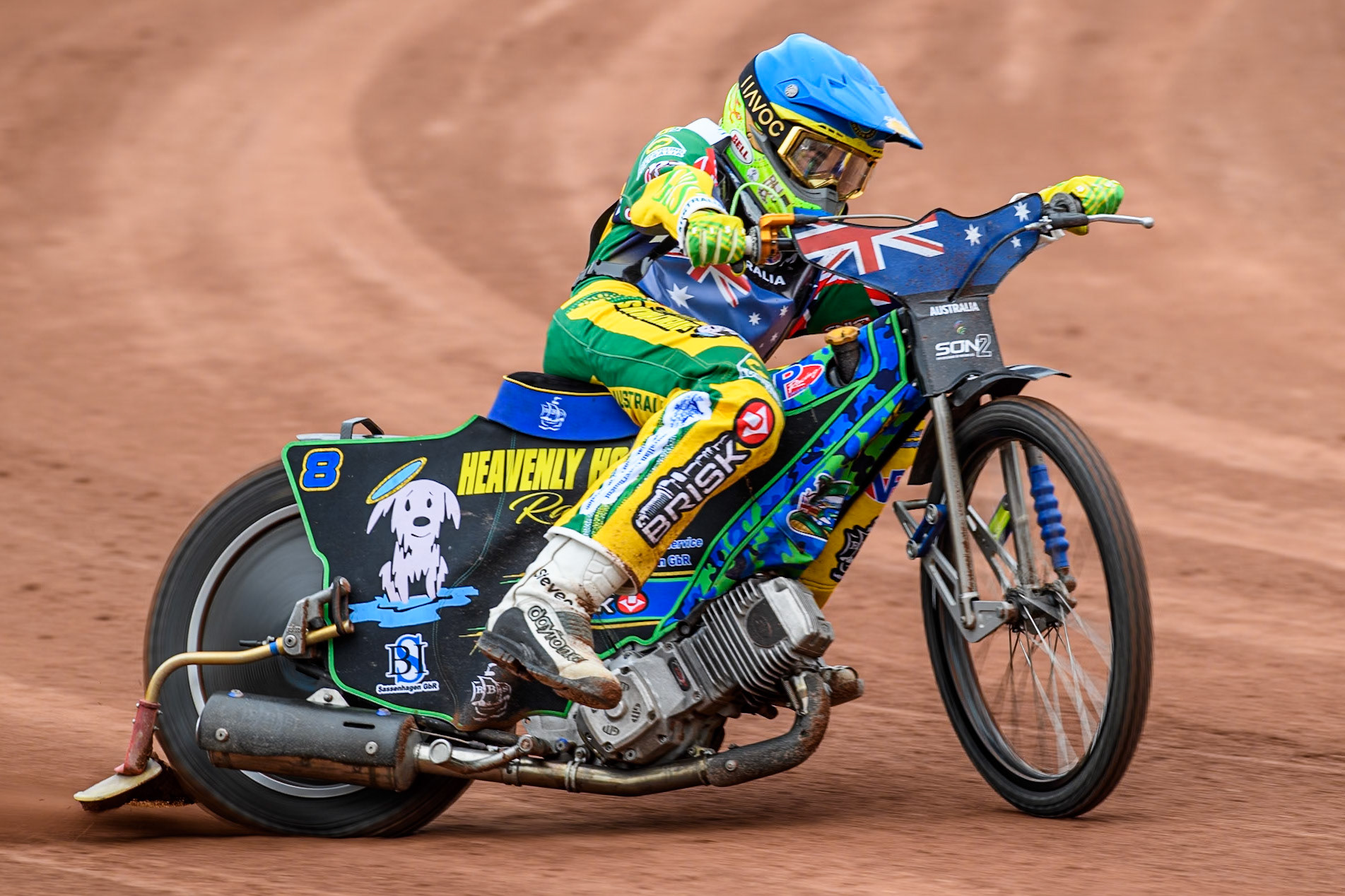Michael West of Australia practices during the Monster Energy FIM Speedway of Nations 2 (Under 21) Final at the National Speedway Stadium, Manchester on Friday 12th July 2024. (Photo: Ian Charles | MI News)