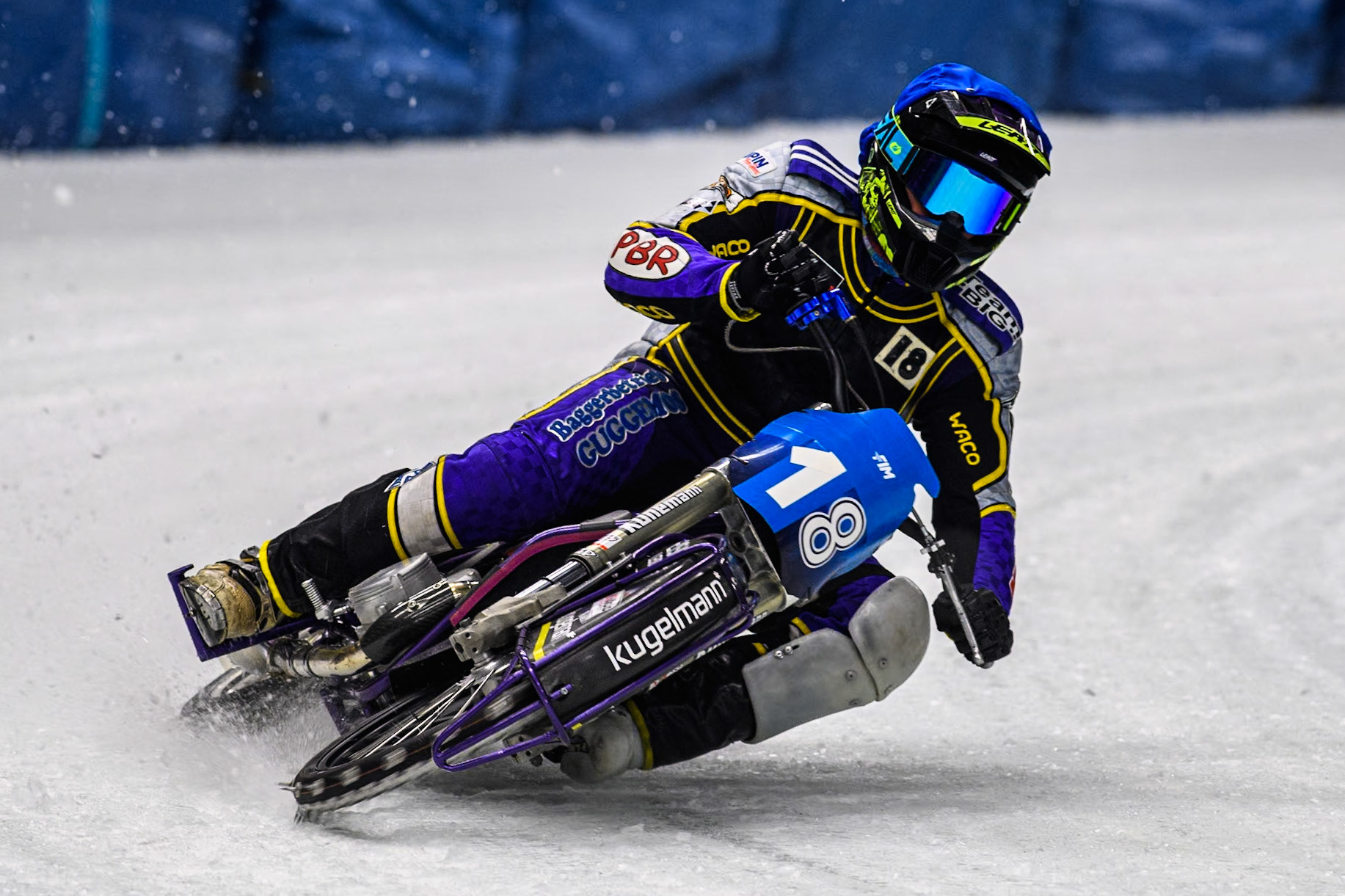 German Reserve Christoph Kirchner (18) in action during the FIM Ice Speedway Gladiators World Championship Final 1 at the Max-Aicher-Arena, Inzell on Saturday 23 March 2024. (Photo: Ian Charles | MI News)