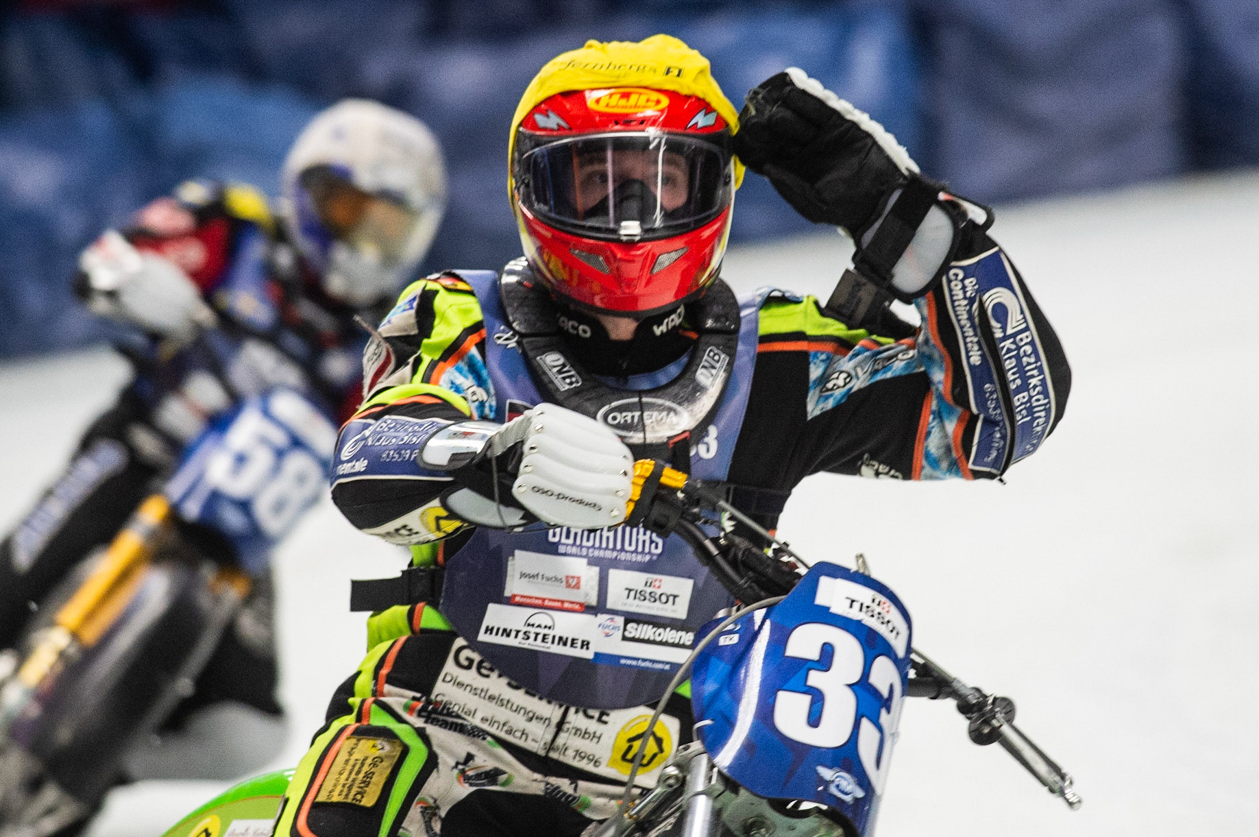 Photo: Ian Charles

Johann Weber (33) celebrates 

FIM Ice Speedway Gladiators World Championship, Event 4.1, Max-Aicher-Arena, Inzell, Germany, Saturday 16 March 2019