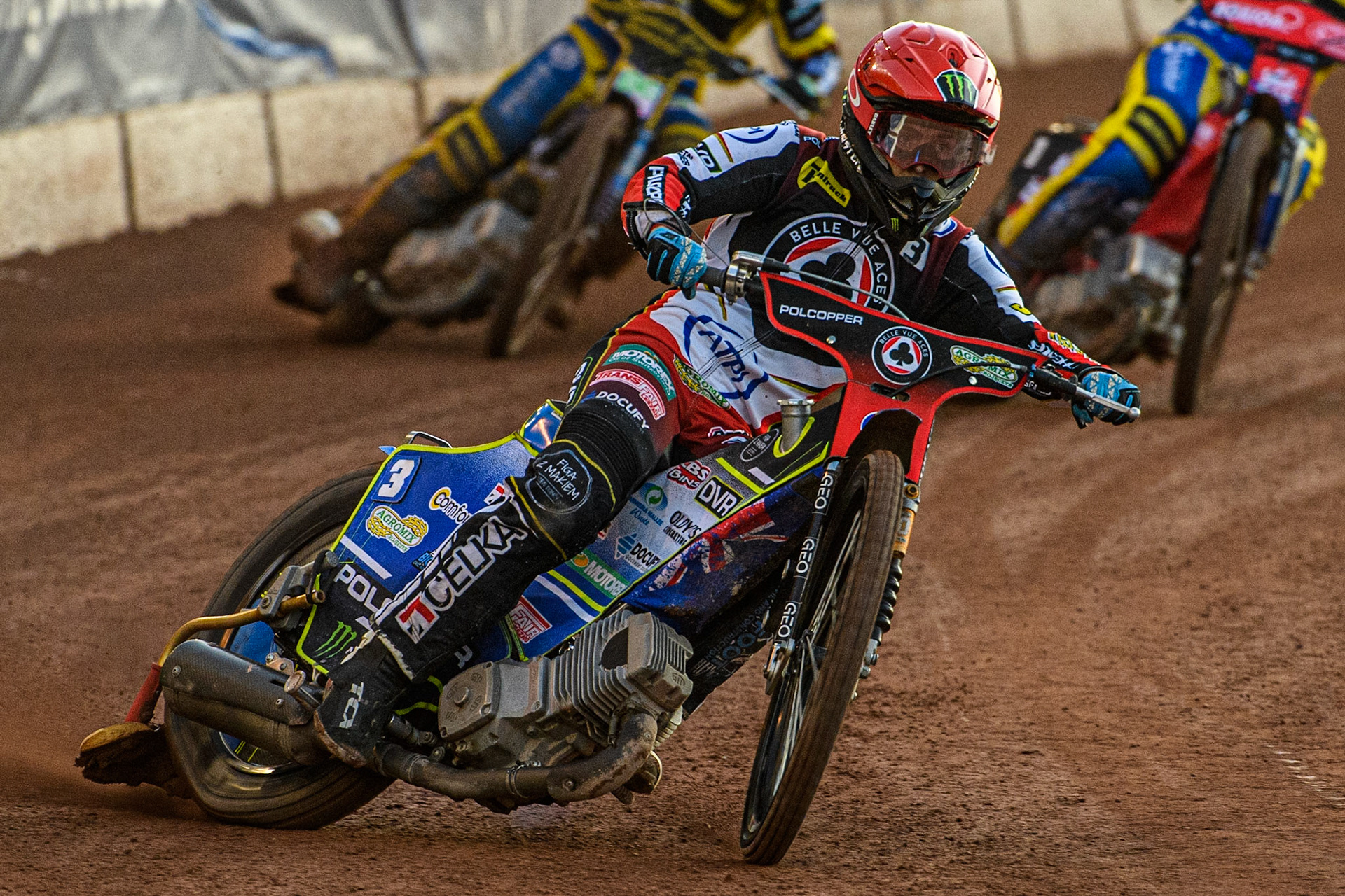 Jaimon Lidsey in action  for Belle Vue ATPI Aces during the Sports Insure Premiership match between Belle Vue Aces and Sheffield Tigers at the National Speedway Stadium, Manchester on Monday 7th August 2023. (Photo: Ian Charles | MI News)