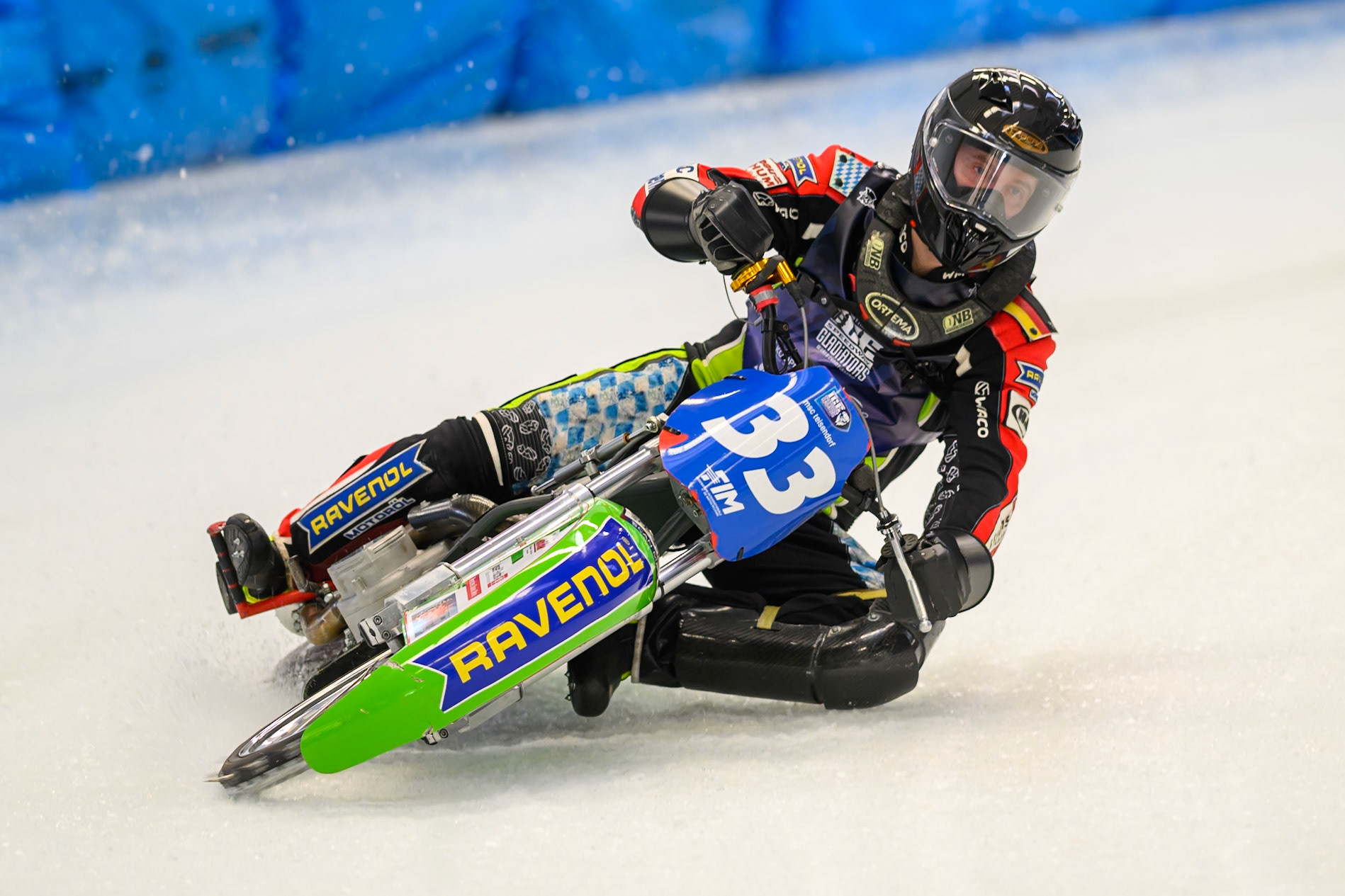 Johann Weber (33) of Germany during Practice for the Ice Speedway Gladiators World Championship Finals at Max-Aicher-Arena, Inzell on Friday 13th March 2026. (Photo: Ian Charles | MI News)