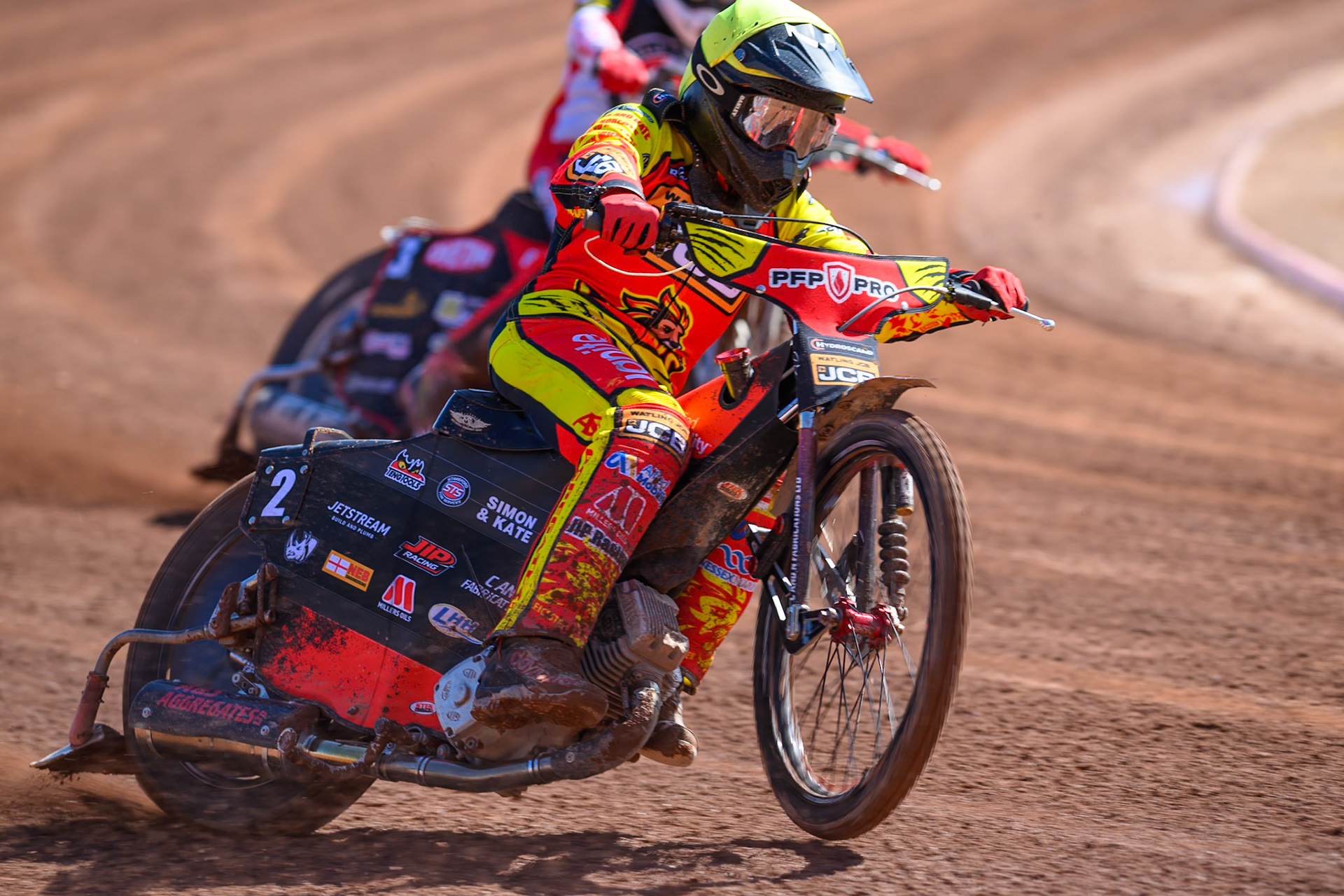 Dan Thompson of Leicester Lions  in action during the Knockout Cup Northern Section match between Belle Vue Aces and Leicester Lions at the National Speedway Stadium, Manchester on Monday 6th April 2026. (Photo: Ian Charles | MI News)