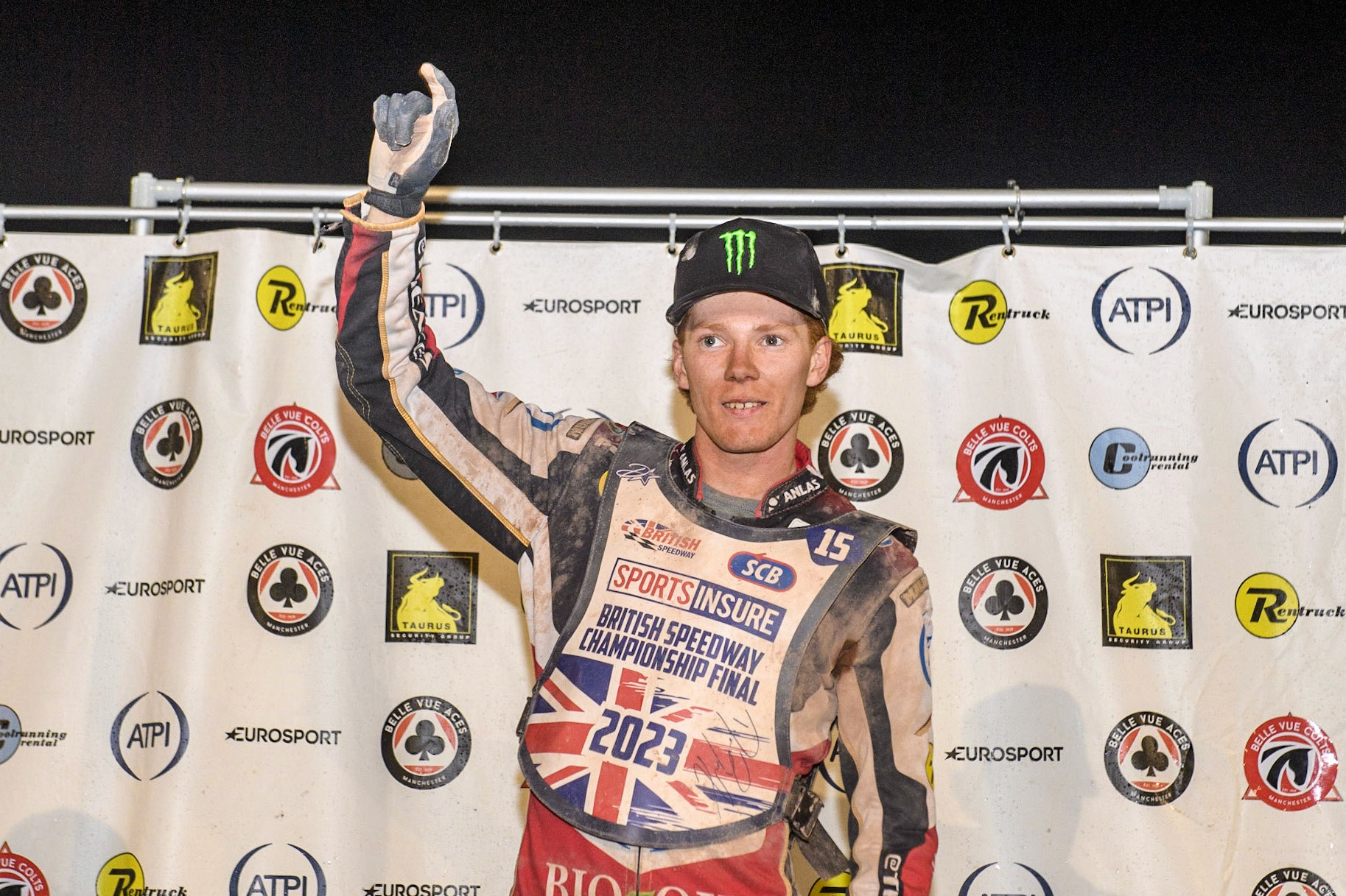 British Champion - Dan Bewley during the Sports Insure British Speedway Final at the National Speedway Stadium, Manchester on Monday 14th August 2023. (Photo: Ian Charles | MI News)