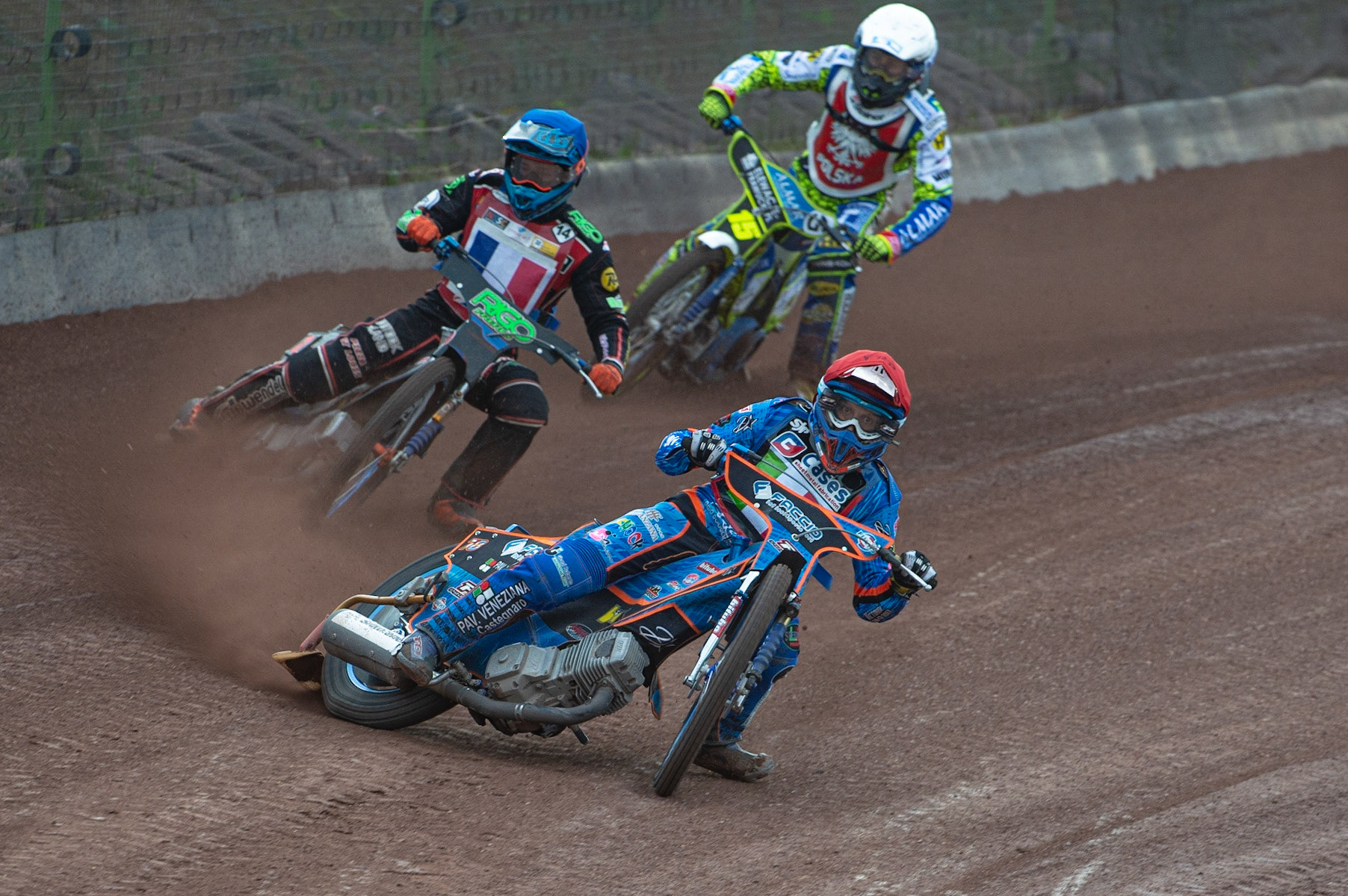 Photo by Ian Charles:

Nico Covatti (Red) leads Dimitri Bergé (Blue) and Bartosz Smektała (White)

FIM Speedway Grand Prix World Championship - Qualifying Round 1, Peugeot Ashfield Stadium, Glasgow, 8 June 2019