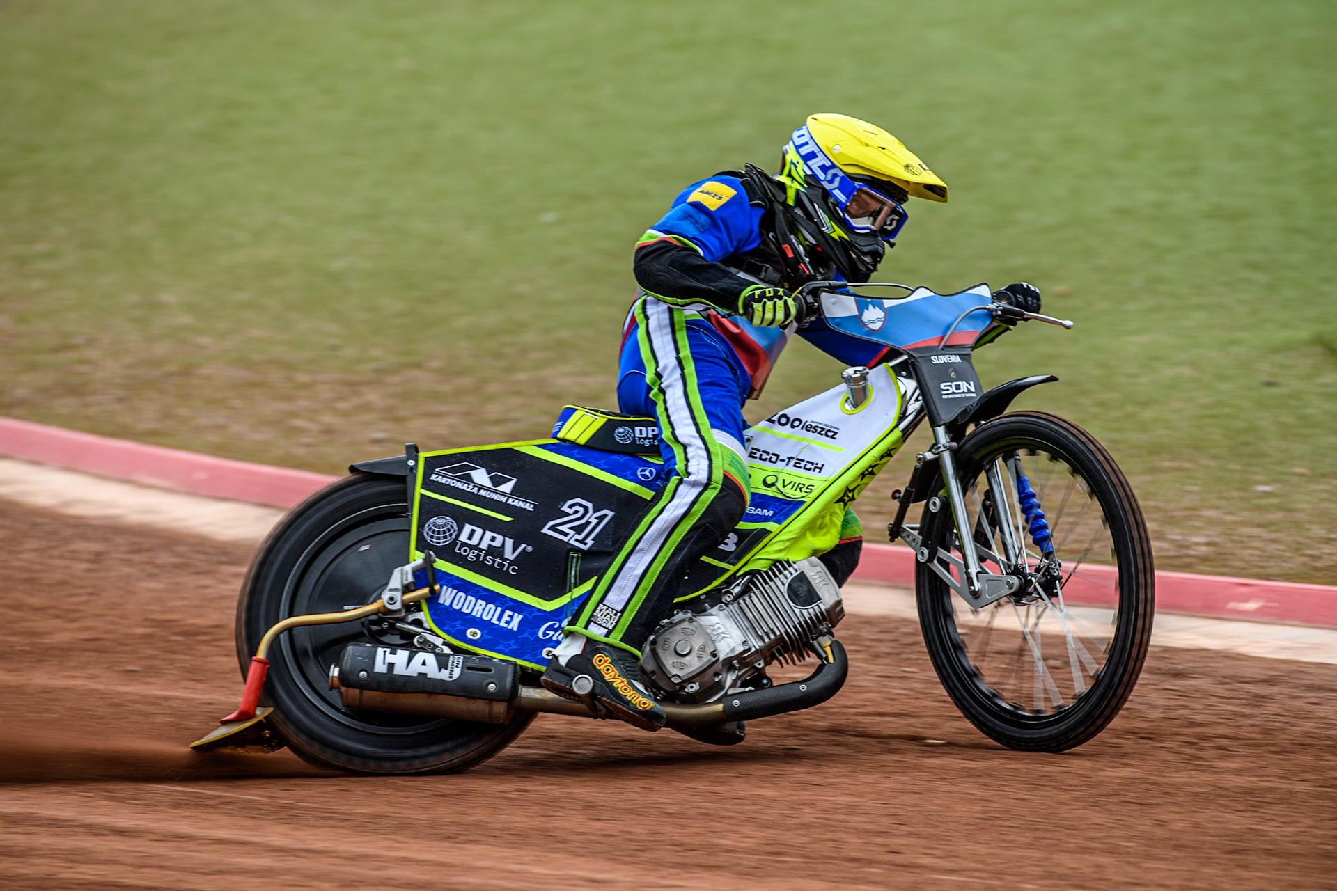 Matic Ivacic of Slovenia practices during the Monster Energy FIM Speedway of Nation Semi Final 2 at the National Speedway Stadium, Manchester on Wednesday 10th July 2024. (Photo: Ian Charles | MI News)