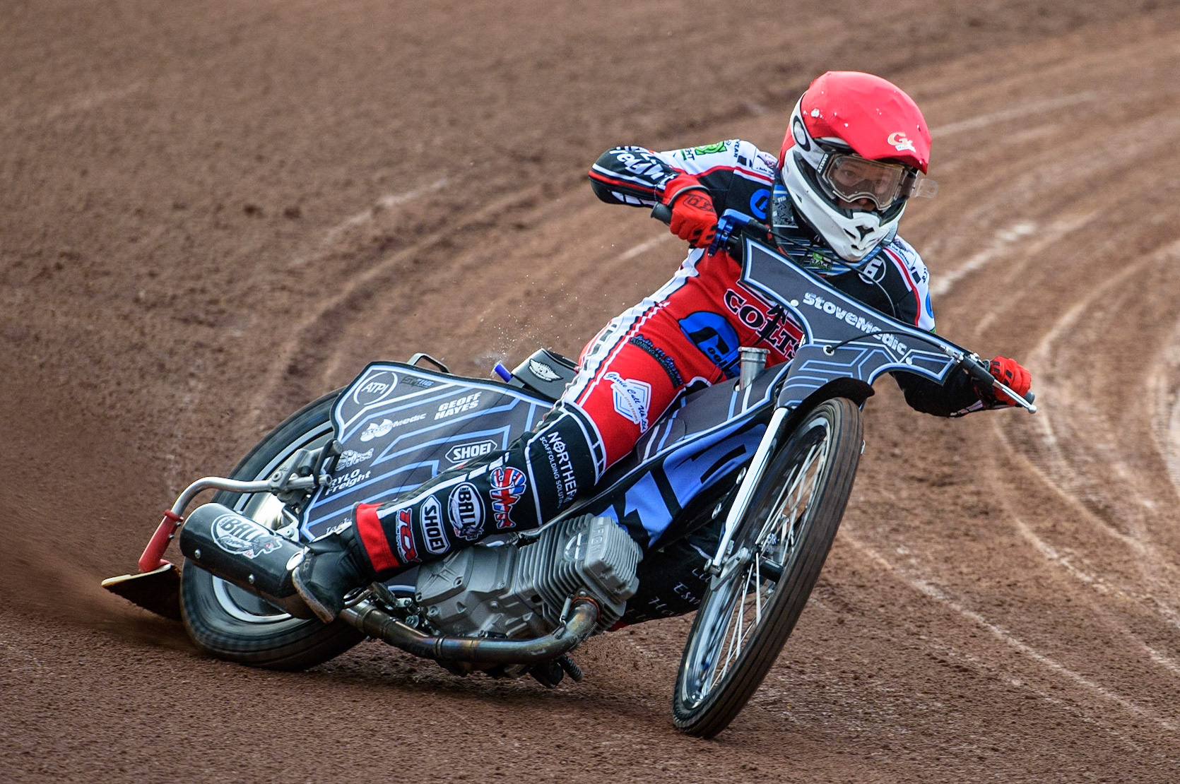 MANCHESTER, UK. JULY 29TH   Sam McGurk  in action  for Belle Vue Cool Running Colts  during the National Development League match between Belle Vue Colts and Leicester Lion Cubs at the National Speedway Stadium, Manchester on Thursday 29th July 2021. (Credit: Ian Charles | MI News)