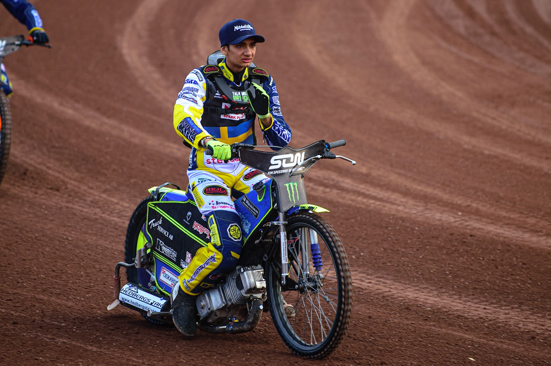 MANCHESTER, UK. OCT 16TH Philip Hellström-Bangs of Sweden on the parade during the Monster Energy FIM Speedway of Nations at the National Speedway Stadium, Manchester on Saturday  16th October 2021. (Credit: Ian Charles | MI News)