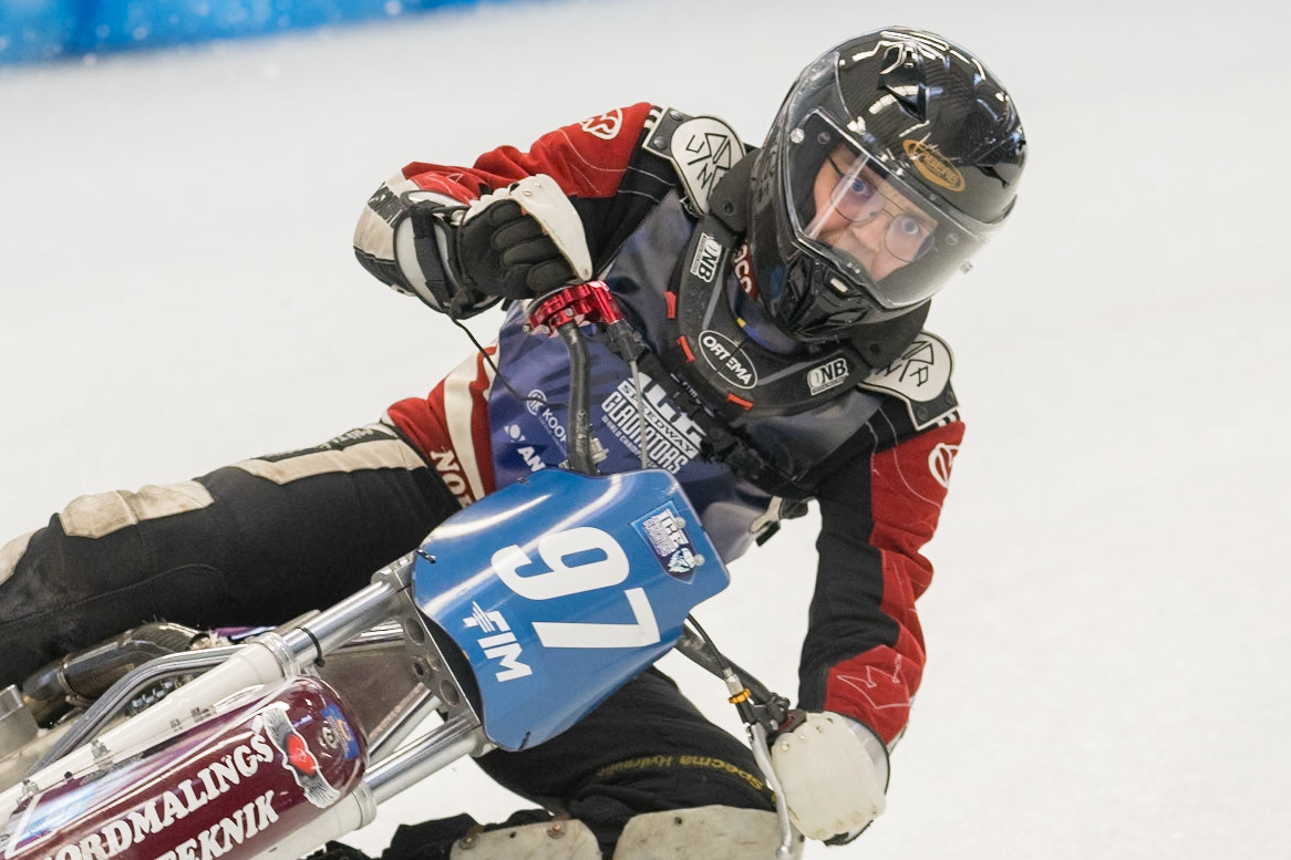 Ove Ledström (97) of Sweden during Practice for the Ice Speedway Gladiators World Championship Finals at Max-Aicher-Arena, Inzell on Friday 13th March 2026. (Photo: Ian Charles | MI News)