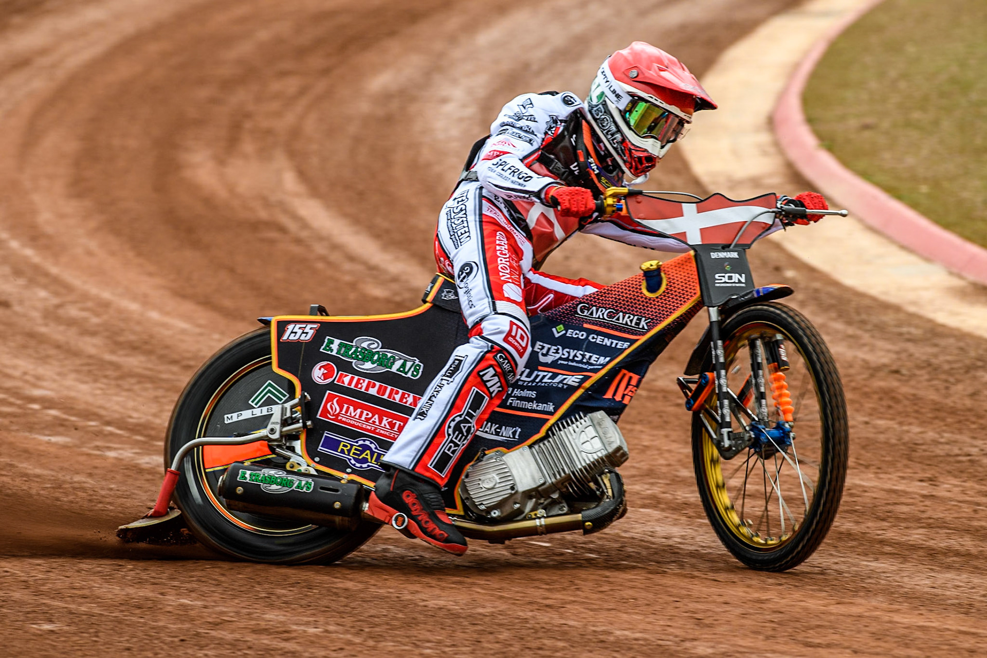 Mikkel Michelsen of Denmark practices during the Monster Energy FIM Speedway of Nation Semi Final 2 at the National Speedway Stadium, Manchester on Wednesday 10th July 2024. (Photo: Ian Charles | MI News)