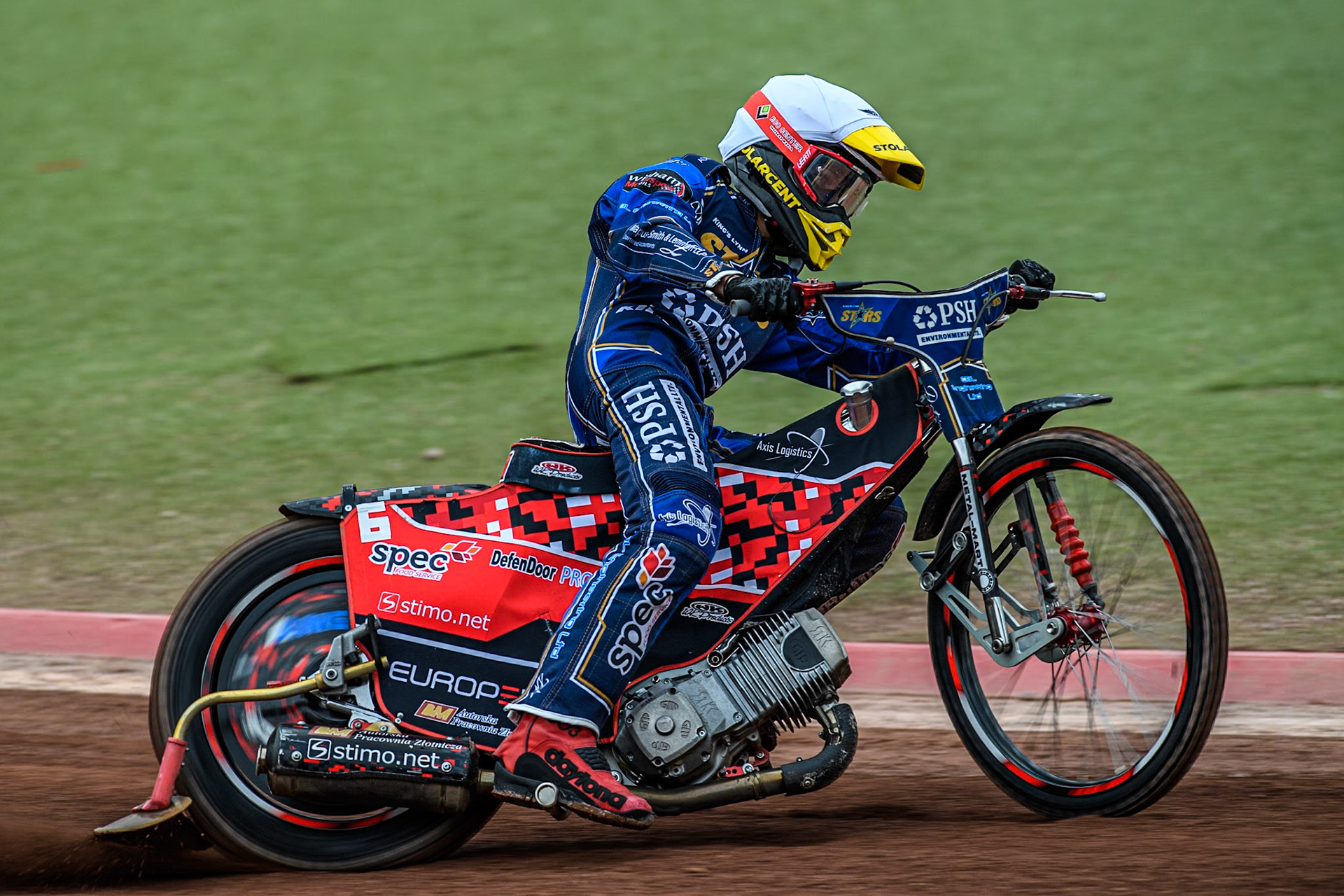 King Lynn Stars' Patryk Wojdylo in action during the Rowe Motor Oil Premiership match between Belle Vue Aces and King's Lynn Stars at the National Speedway Stadium, Manchester on Monday 20th May 2024. (Photo: Ian Charles | MI News)