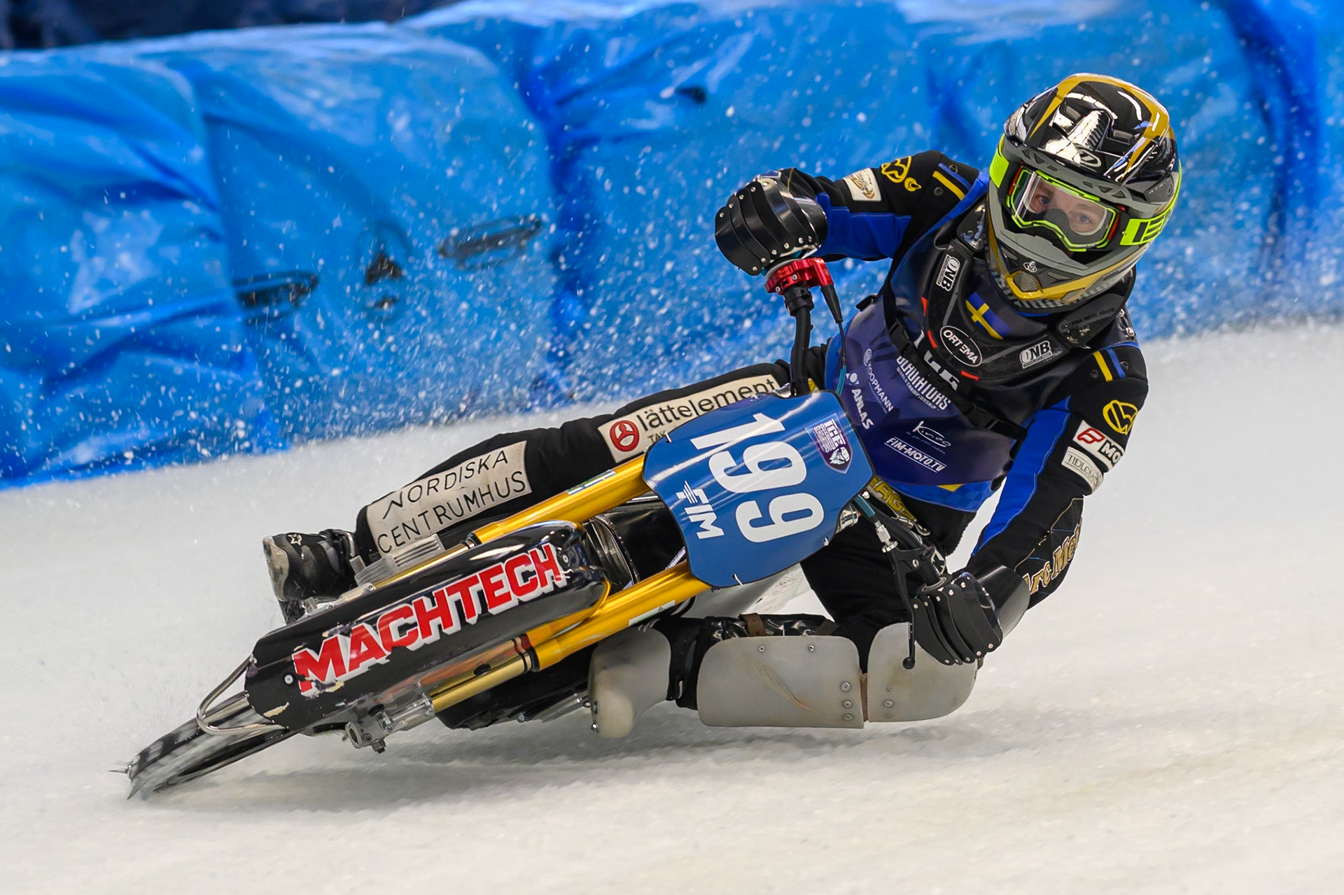 Martin Haarahiltunen (199) of Sweden during Practice for the Ice Speedway Gladiators World Championship Finals at Max-Aicher-Arena, Inzell on Friday 13th March 2026. (Photo: Ian Charles | MI News)
