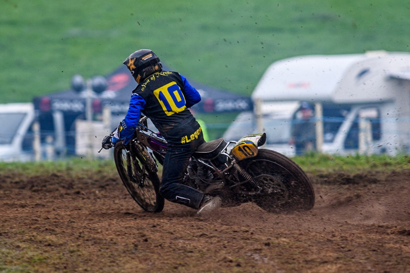 Tony Atkin (10) leads the Upright 500cc Final during the ACU British Upright Championships at Woodhouse Lance, Gawsworth, Cheshire on Sunday 8th September 2024. (Photo: Ian Charles | MI News)