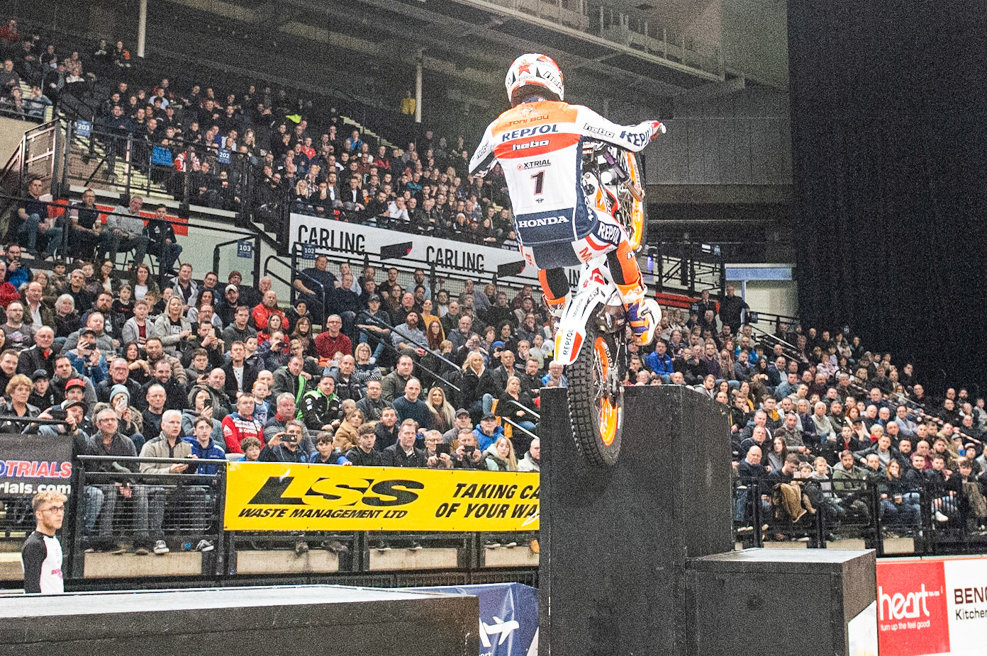 SHEFFIELD, ENGLAND  - DECEMBER 28TH   Tony Bou, Spain (Montessa) on Section 2 during the 25th Anniversary Sheffield Indoor Trial at the FlyDSA Arena, Sheffield on Saturday 28th December 2019. (Credit: Ian Charles | MI News)