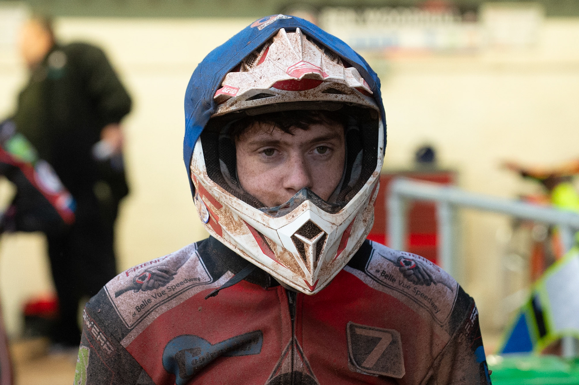 Photo: Ian Charles

Ben Woodhull  waits to go out

Belle Vue Colts v Kent Kings, SGB National League, Belle Vue National Speedway Stadium, Manchester, Thursday 1  August  2019
