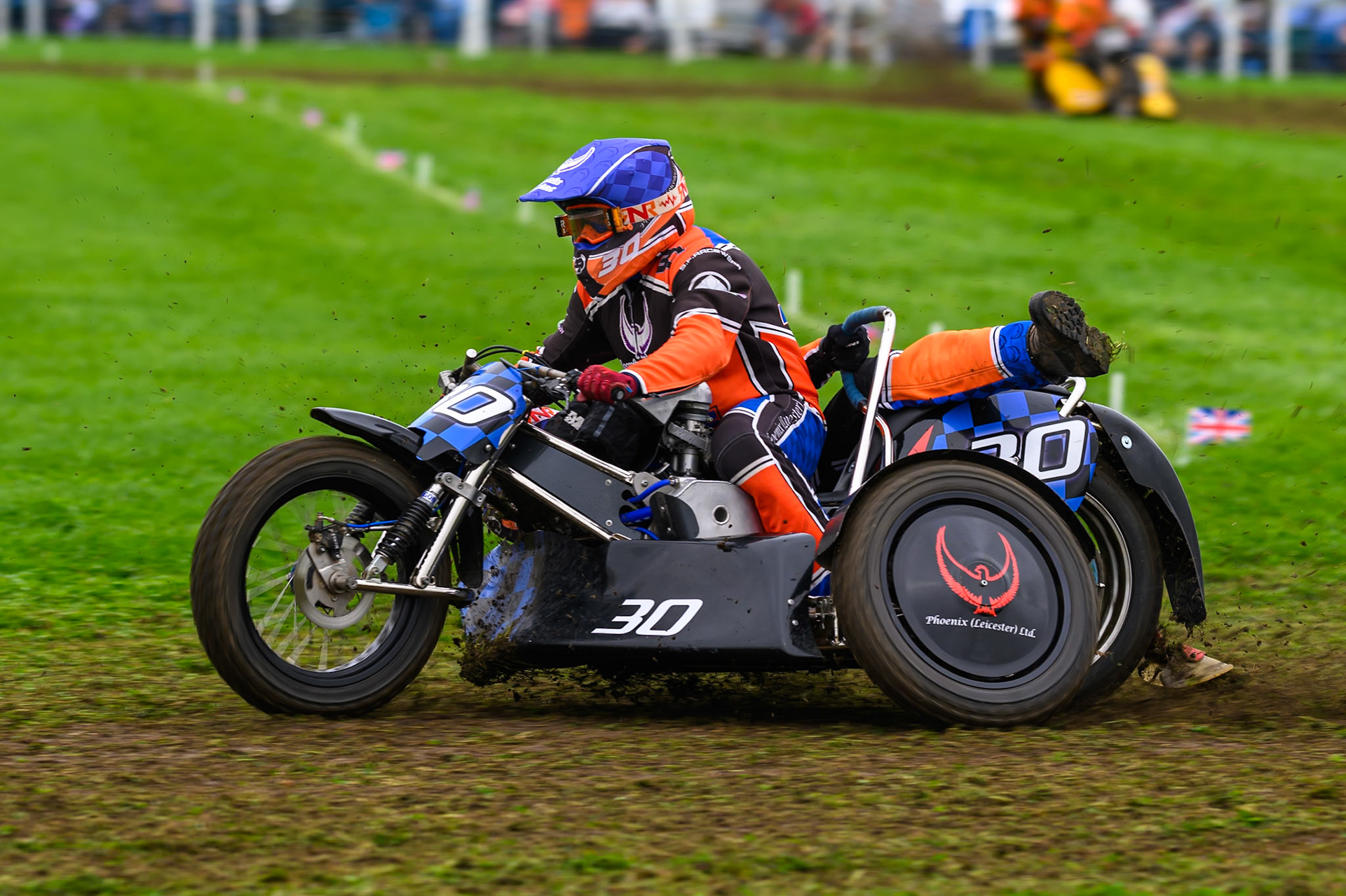 Stef Blyth/Morgan Blyth (30) during practice for  the British Masters Grasstrack Championship at Lower Marsh Farm, Much Hoole, Preston in Lancashire, England on Sunday 13th September 2026. (Photo: Ian Charles | MI News)