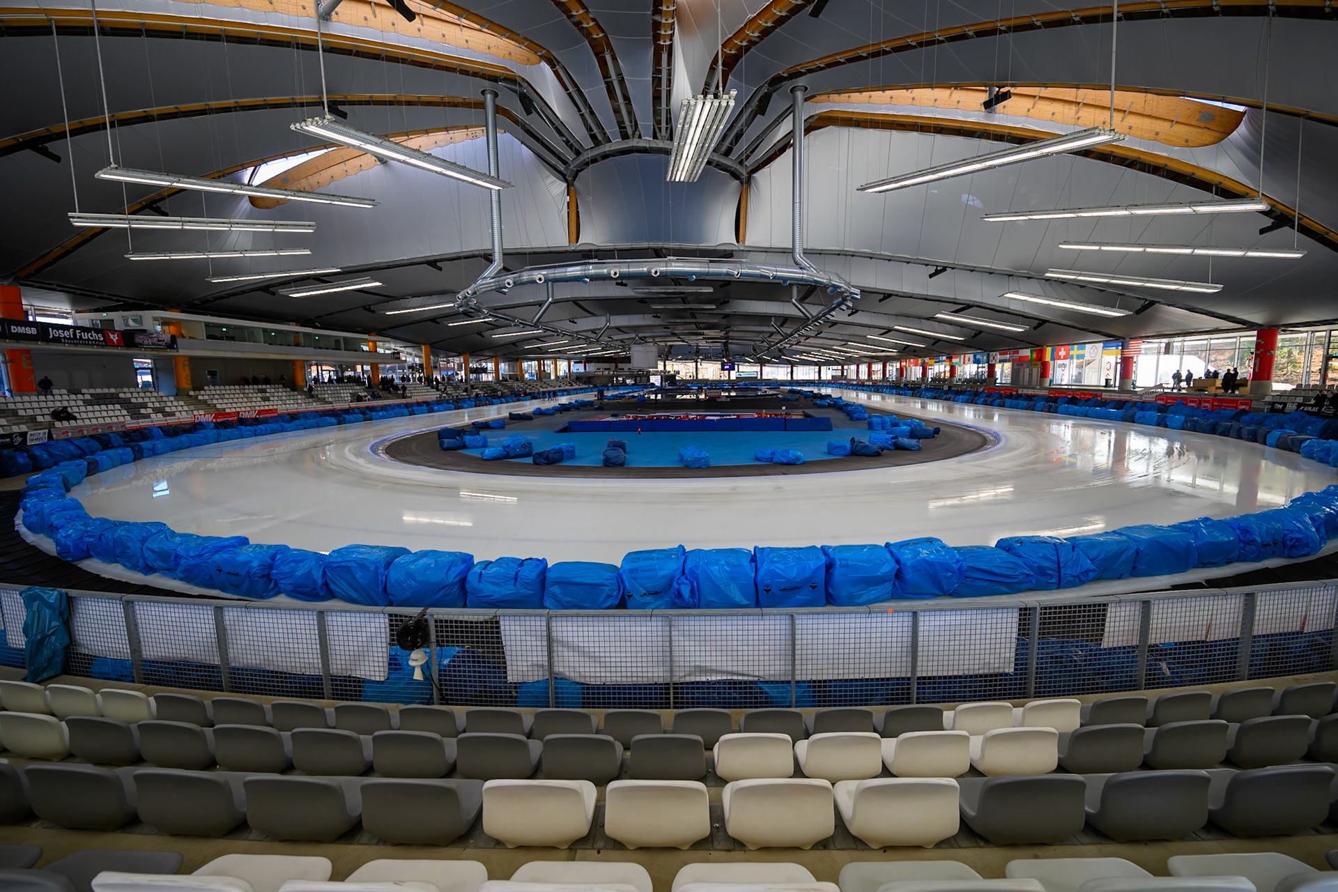 General view of the stadium during Practice for the Ice Speedway Gladiators World Championship Finals at Max-Aicher-Arena, Inzell on Friday 13th March 2026. (Photo: Ian Charles | MI News)